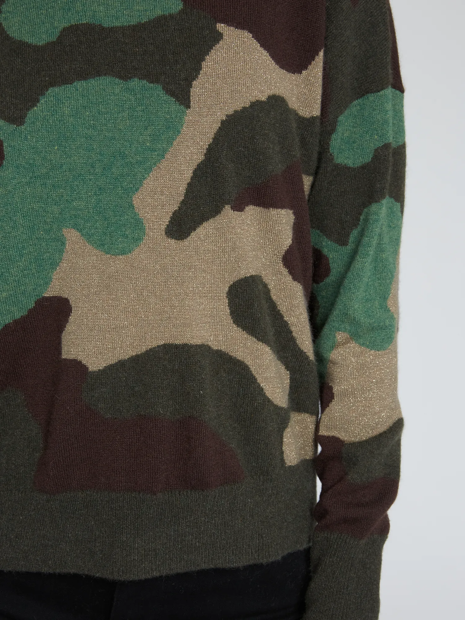 Camo Intarsia Crew in Green Combo sold by Autumn Cashmere product image thumbnail 5