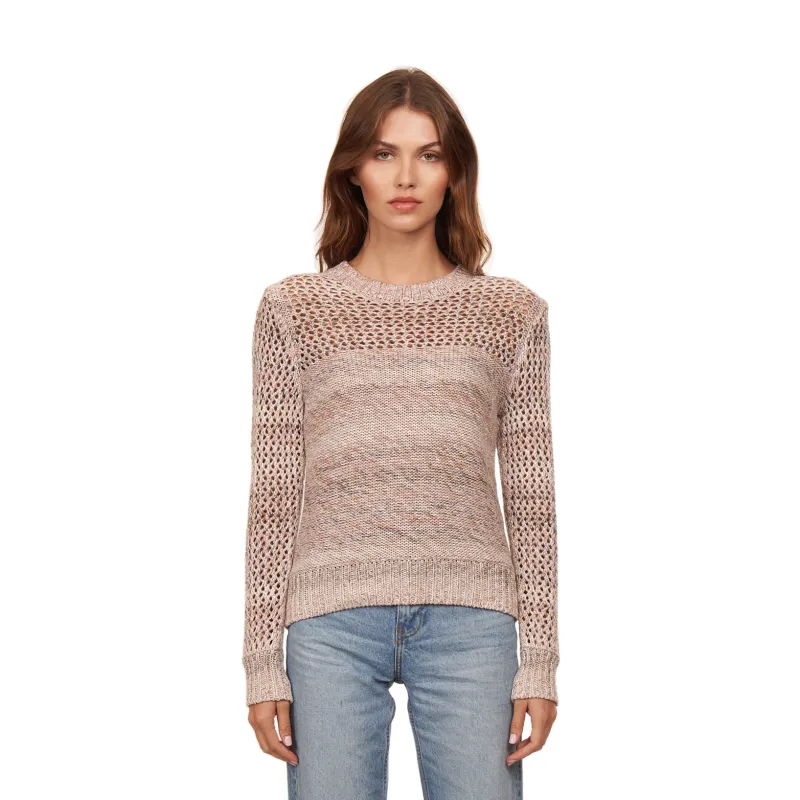 Marled Mesh Crew in Neutral sold by Autumn Cashmere