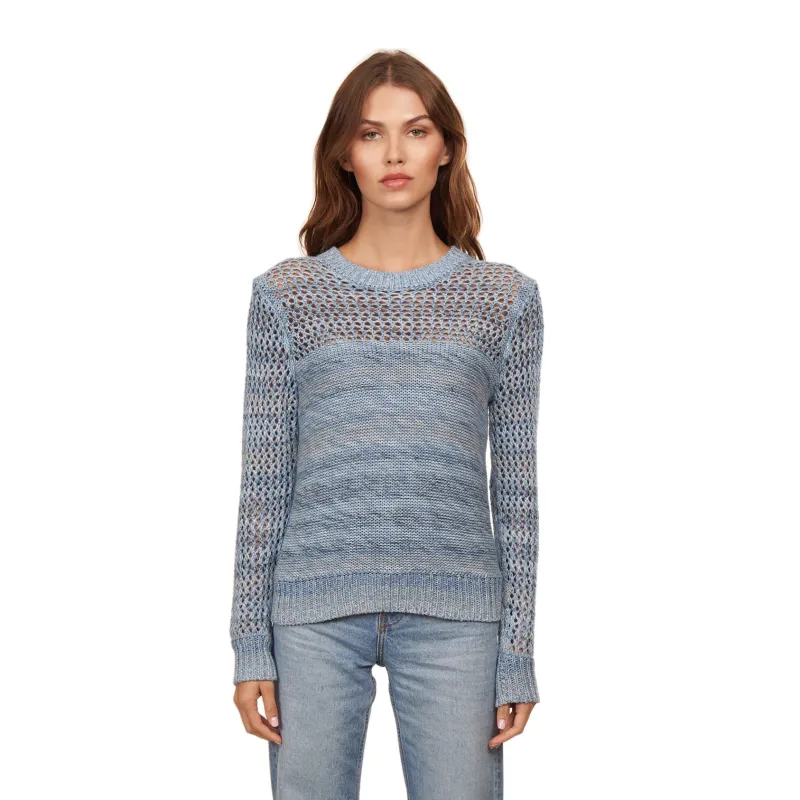 Marled Mesh Crew in Stonewash sold by Autumn Cashmere