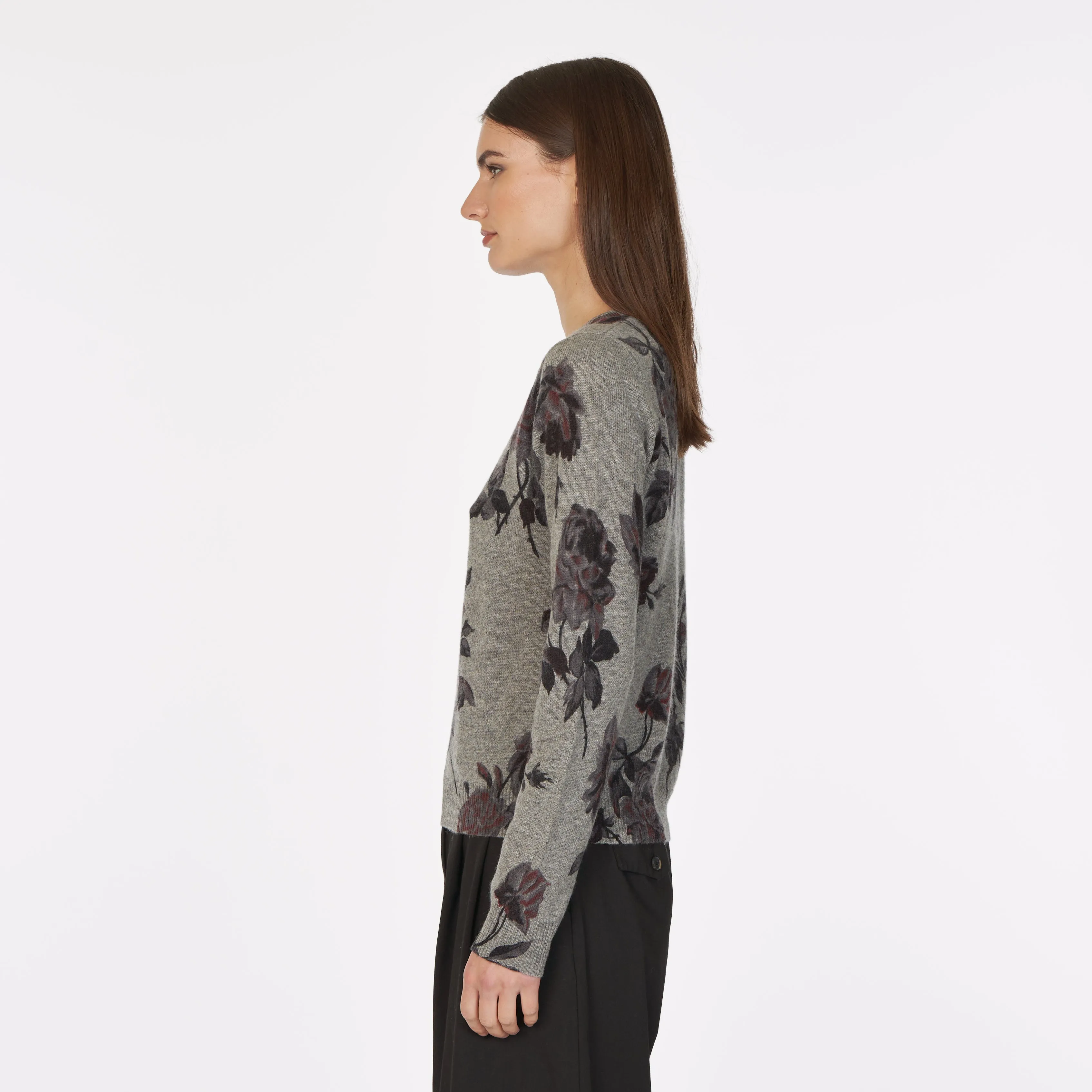 Tonal Floral Print Crew in Cement sold by Autumn Cashmere product image thumbnail 3