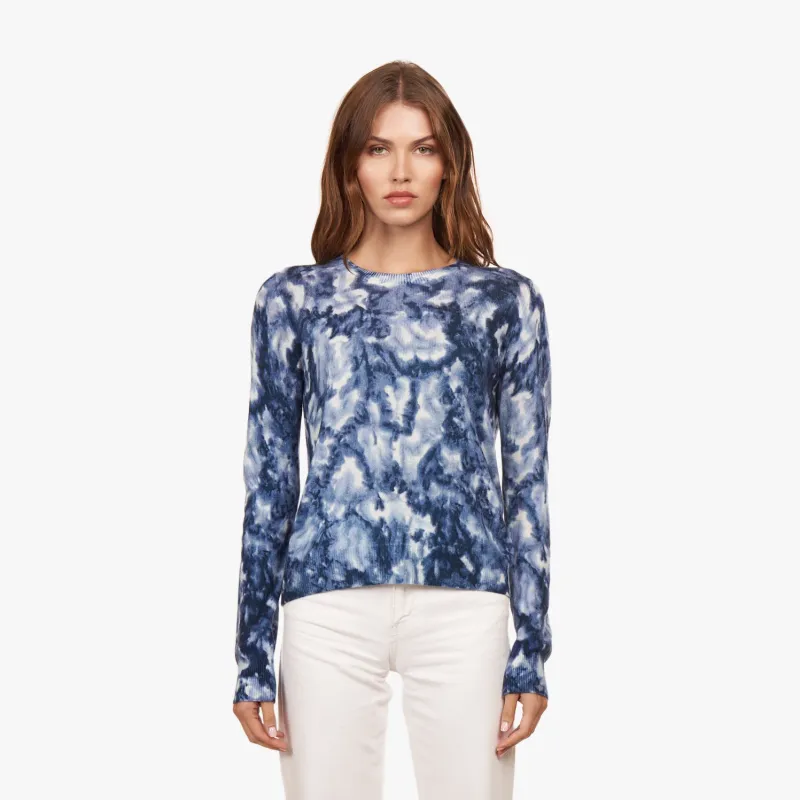Floral Print Crew in Blue sold by Autumn Cashmere