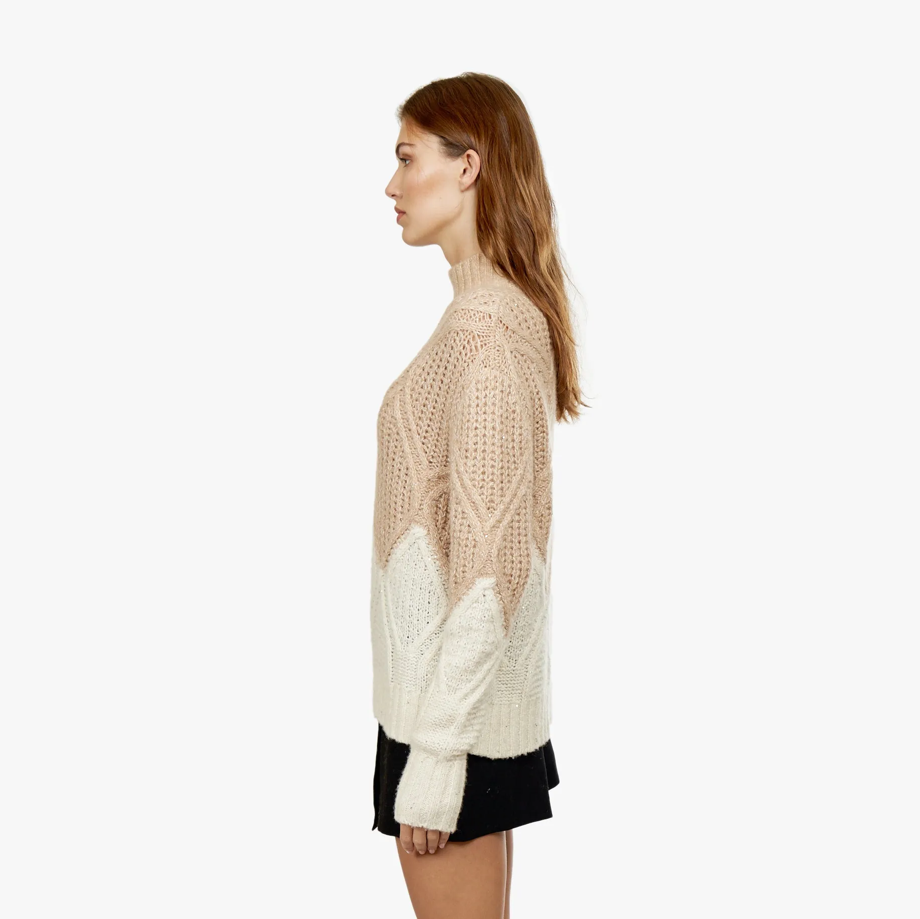 Two Tone Diamond Sweater in Frost/Chanterelle sold by Autumn Cashmere product image thumbnail 4