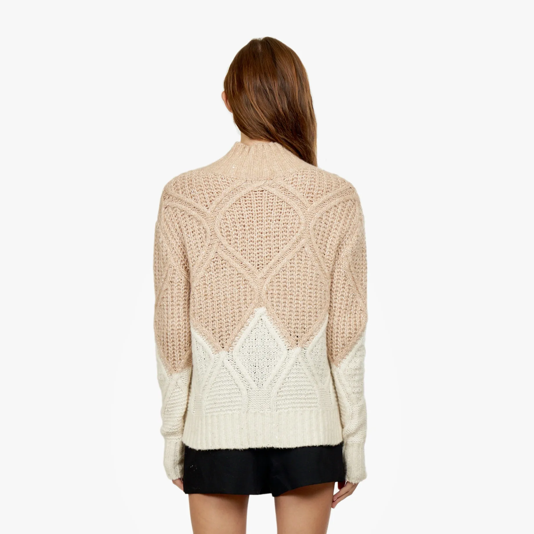 Two Tone Diamond Sweater in Frost/Chanterelle sold by Autumn Cashmere product image thumbnail 3