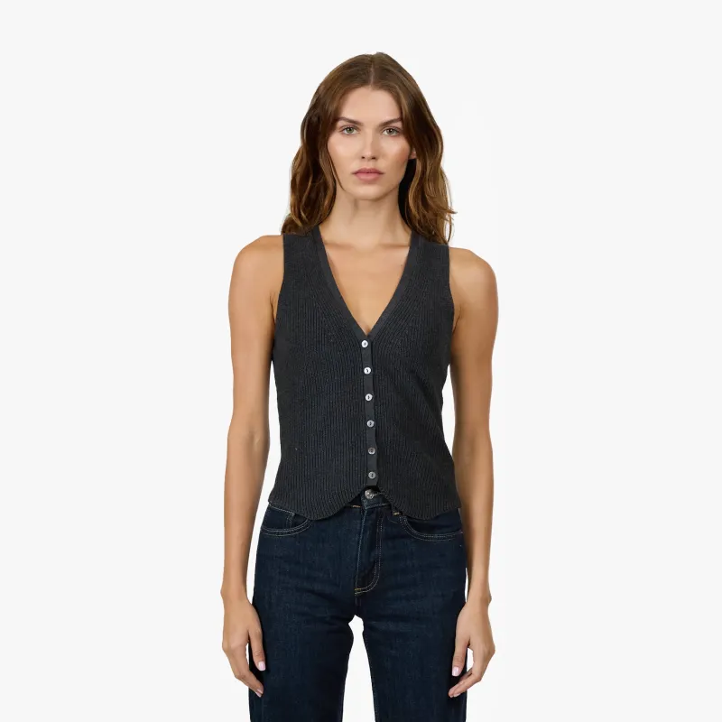 Shaker Vest in Charcoal sold by Autumn Cashmere