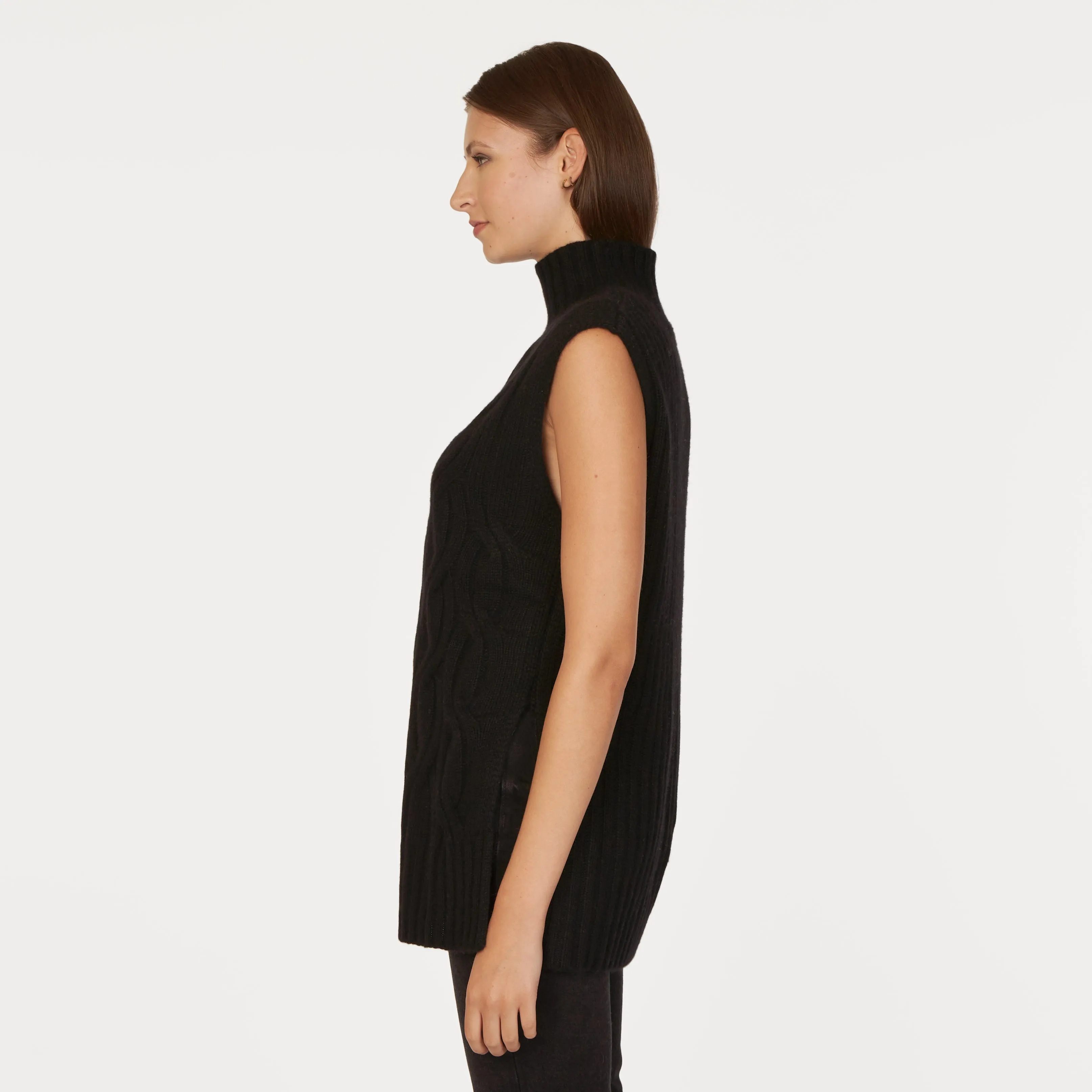 Chunky Cable Sleeveless Tunic in Ebony sold by Autumn Cashmere product image thumbnail 4
