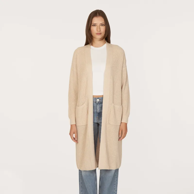 Shaker Open Coatigan W/ Pockets in Natural sold by Autumn Cashmere
