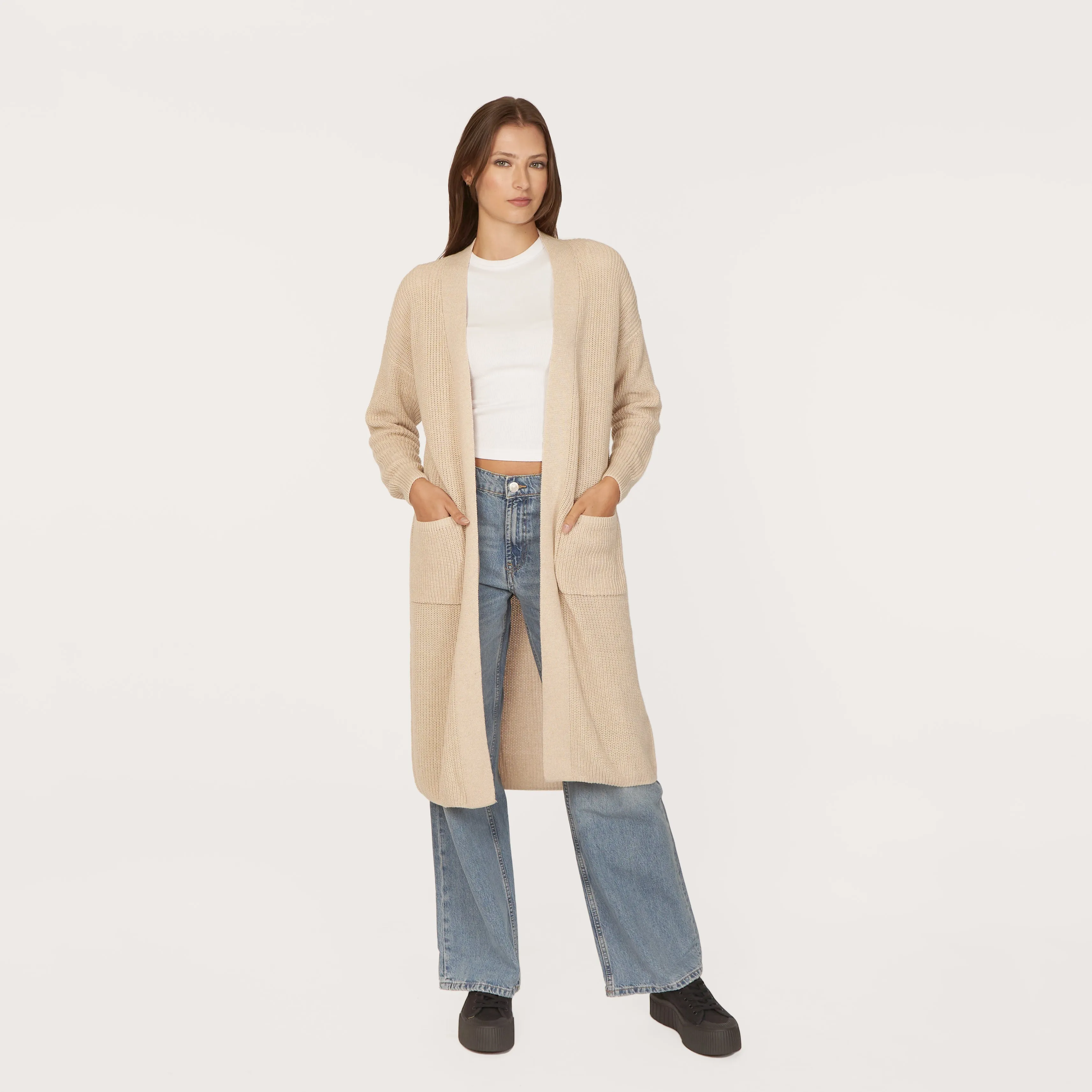 Shaker Open Coatigan W/ Pockets in Natural sold by Autumn Cashmere product image thumbnail 4