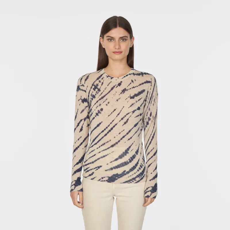 Ink Blot Sheer Crew in Oatmeal sold by Autumn Cashmere