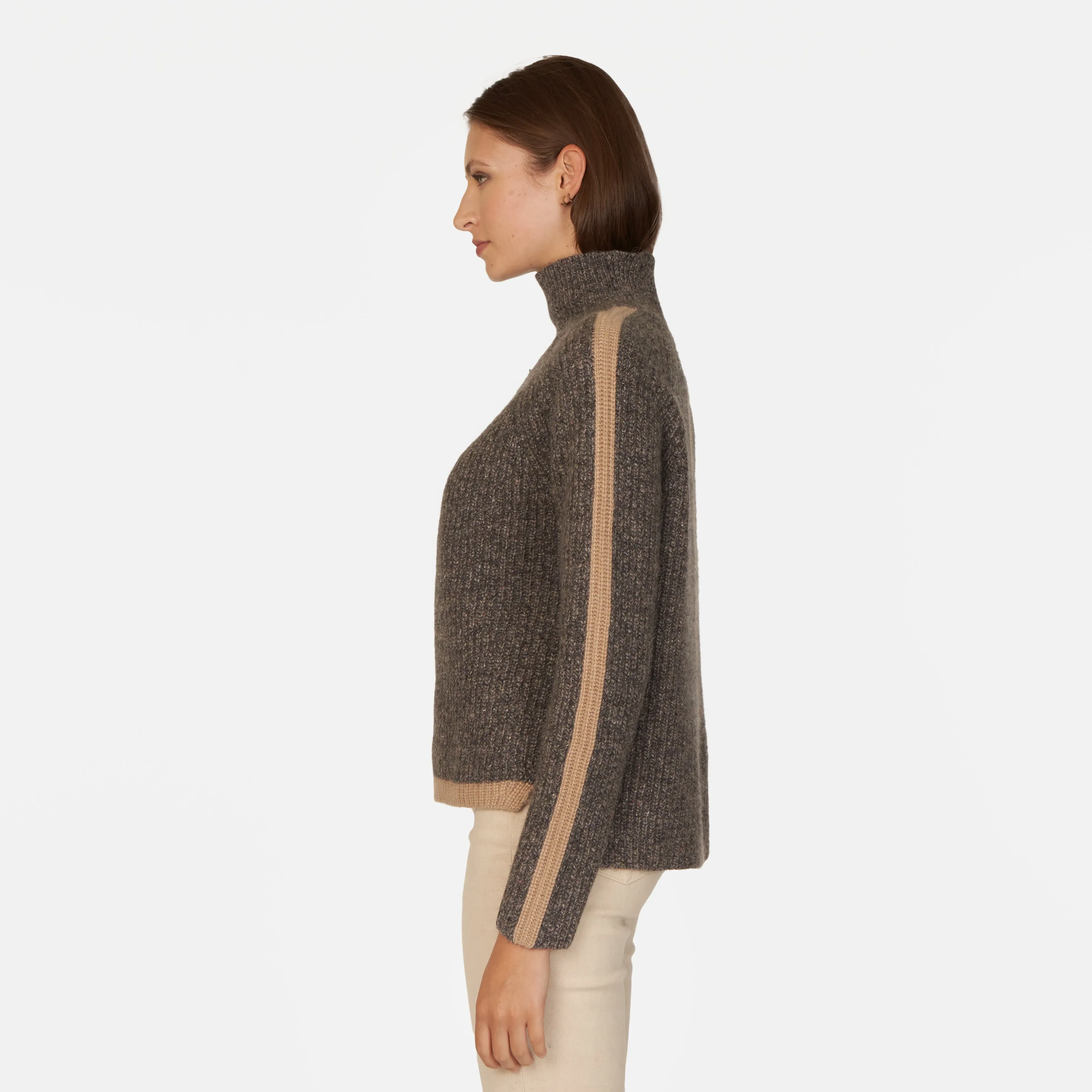 Tipped Tweed Mock W/ Rib Raglan Detail sold by Autumn Cashmere product image thumbnail 3