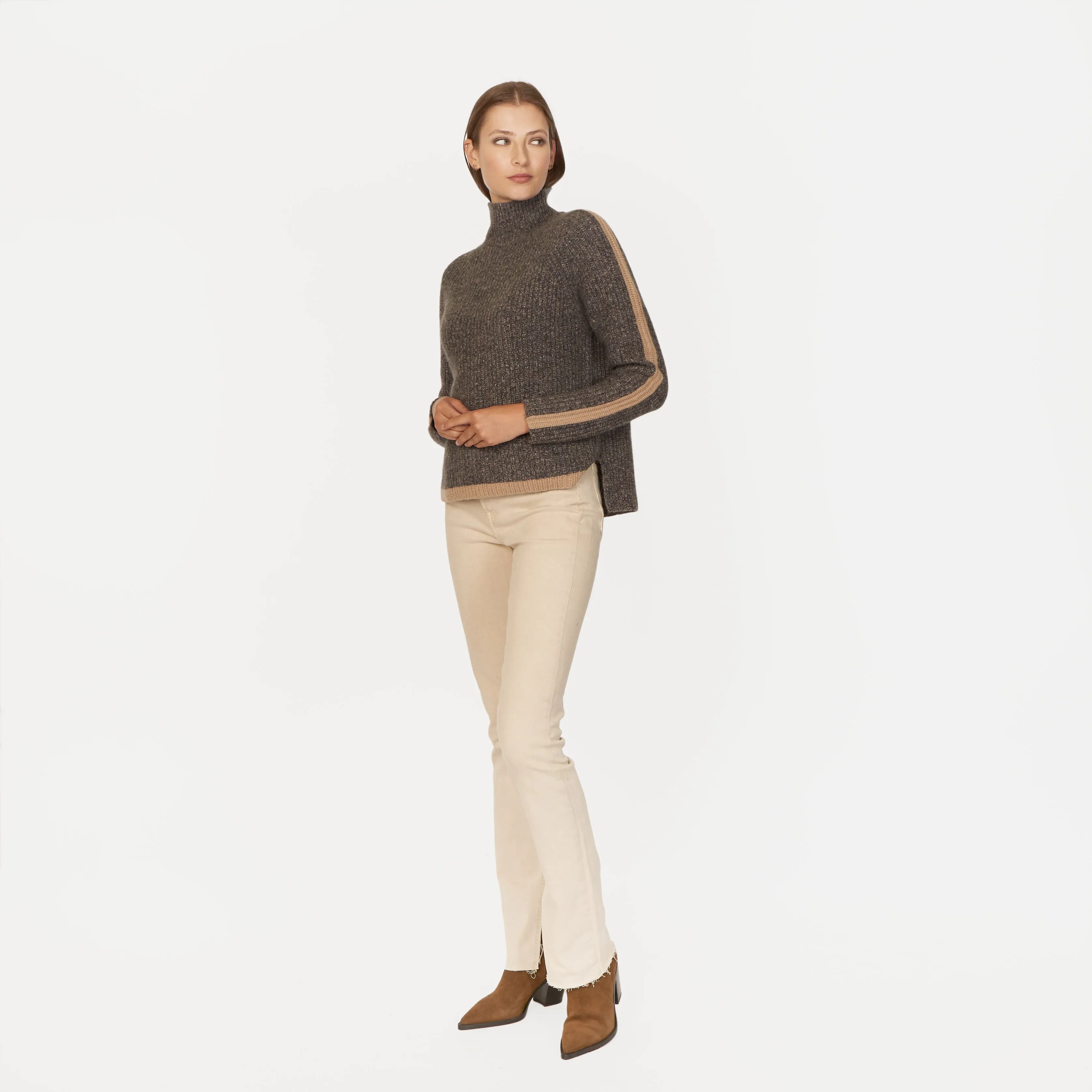 Tipped Tweed Mock W/ Rib Raglan Detail sold by Autumn Cashmere product image thumbnail 2