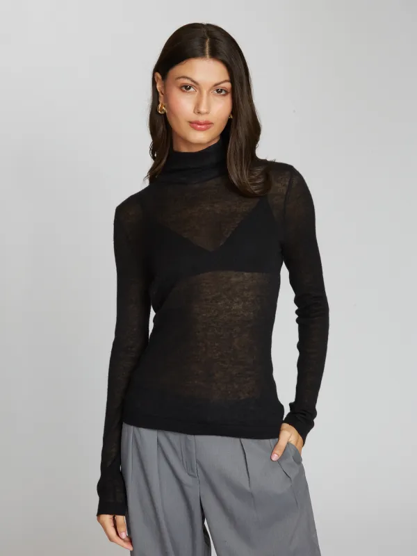 Second Skin Sheer Mock in Black sold by Autumn Cashmere