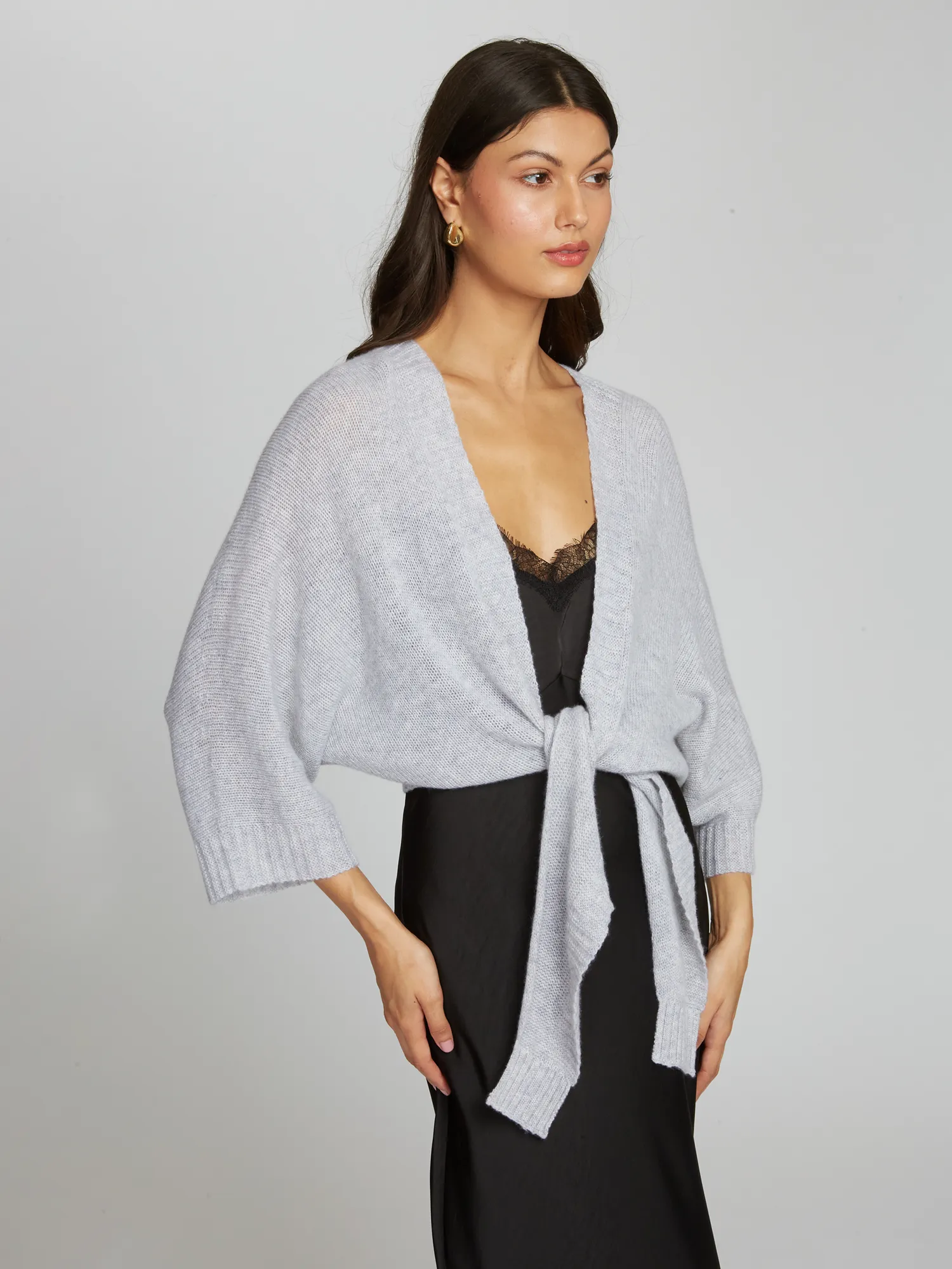 Loose Gauge Dolman Tie Front in Cinderblock sold by Autumn Cashmere product image thumbnail 3