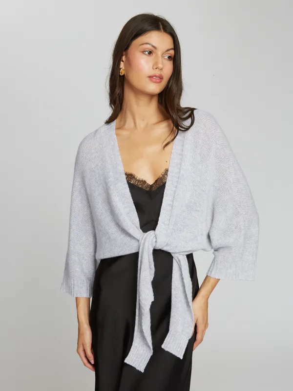Loose Gauge Dolman Tie Front in Cinderblock sold by Autumn Cashmere