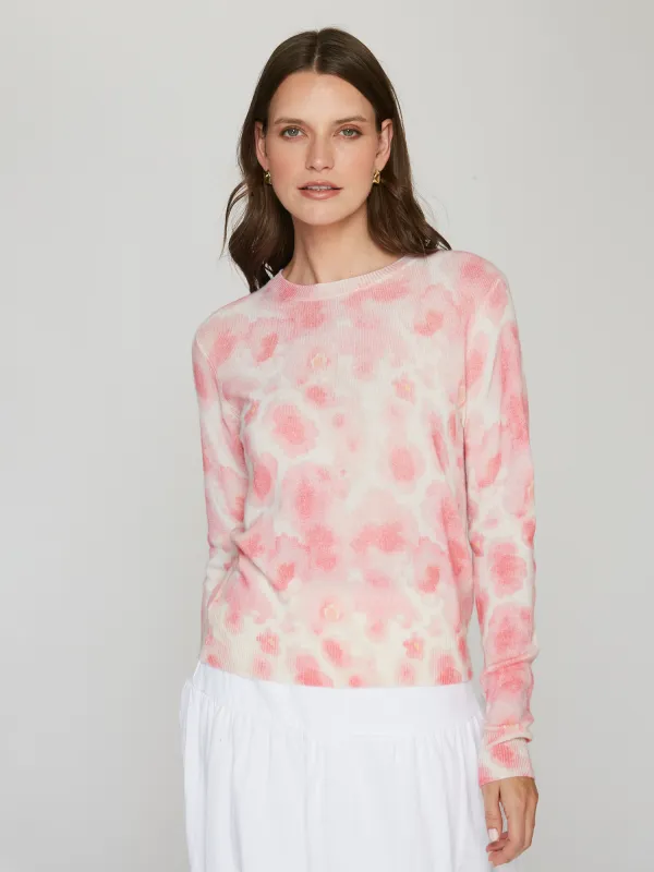 Watercolor Floral Print Crew in Pink sold by Autumn Cashmere
