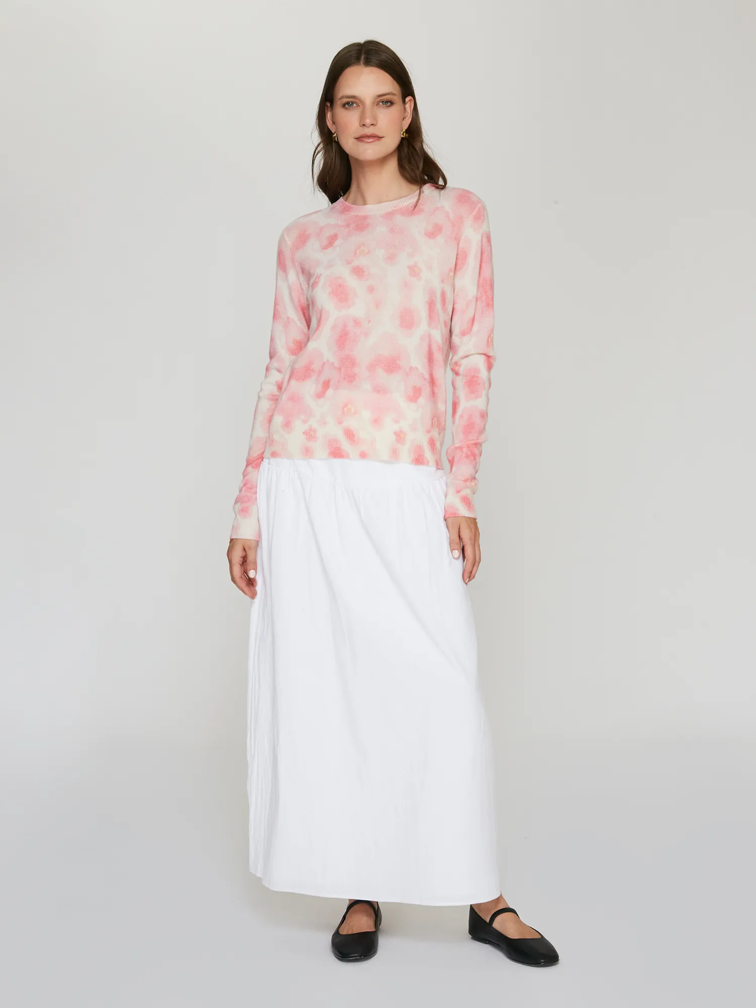 Watercolor Floral Print Crew in Pink sold by Autumn Cashmere product image thumbnail 2