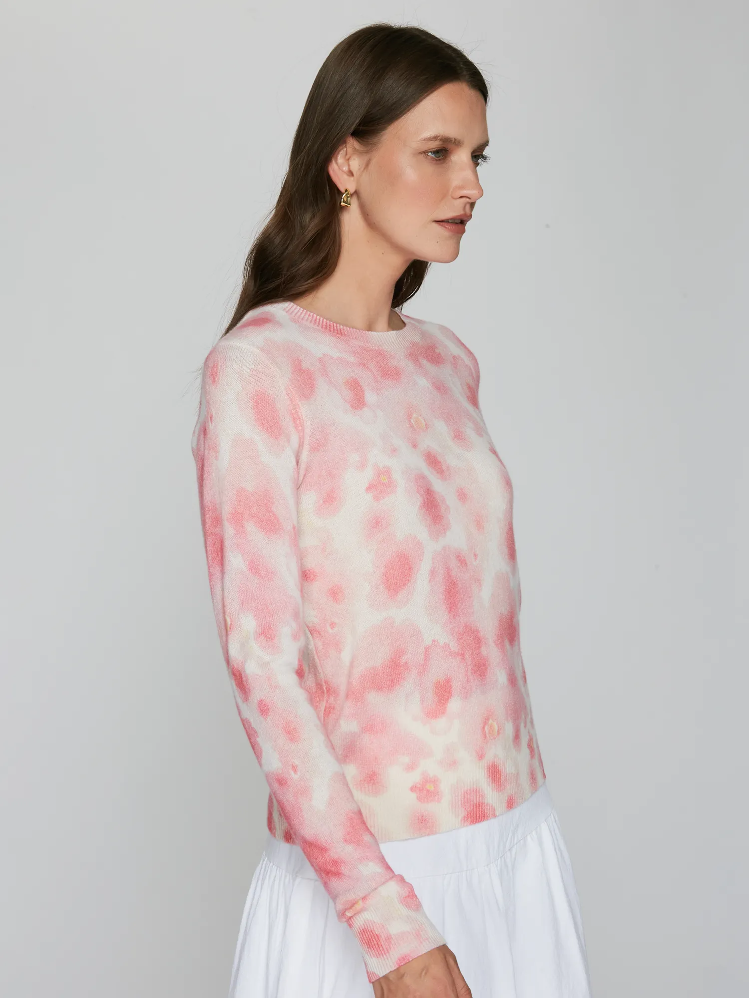 Watercolor Floral Print Crew in Pink sold by Autumn Cashmere product image thumbnail 3