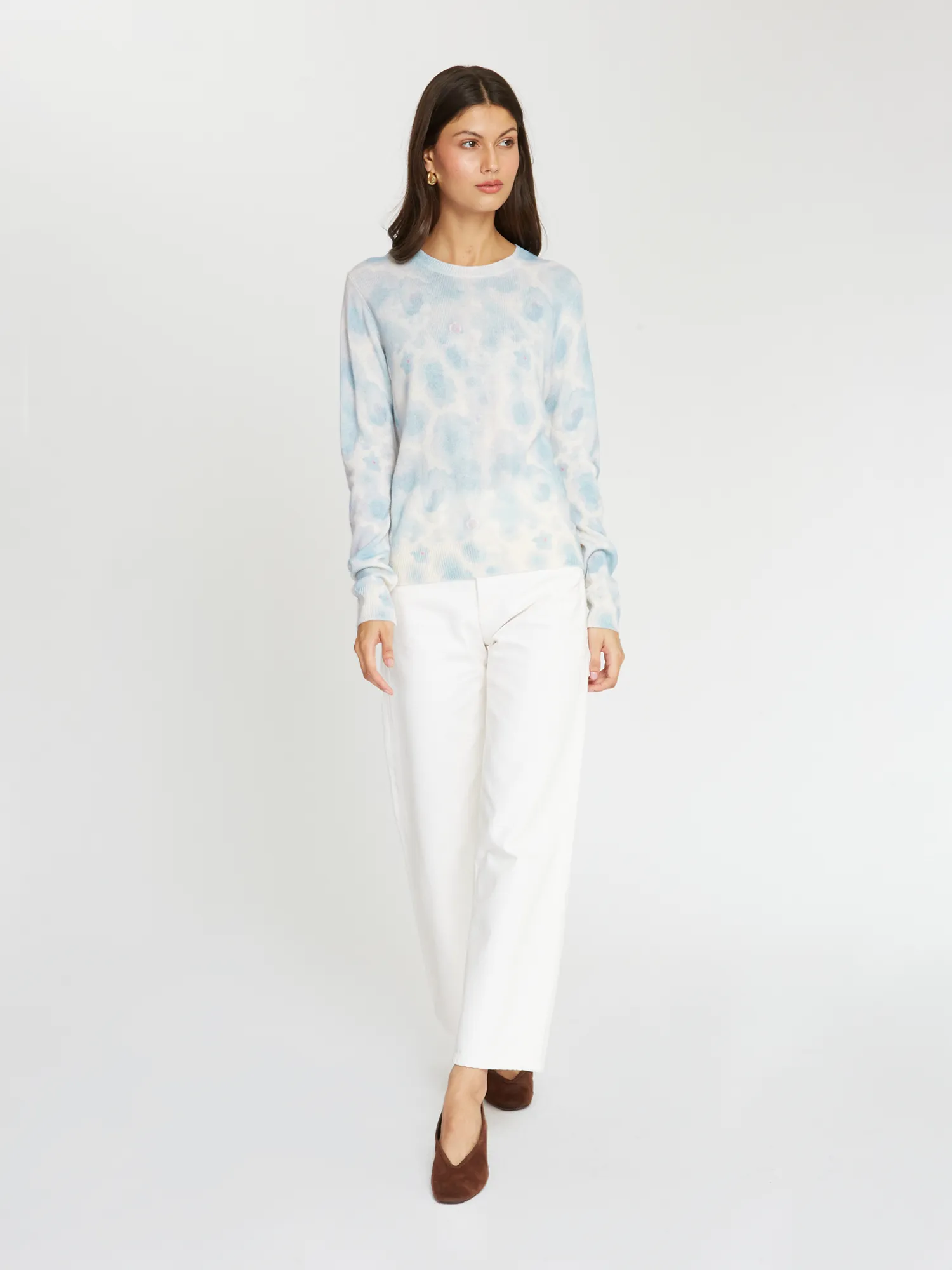 Watercolor Floral Print Crew in Heather sold by Autumn Cashmere product image thumbnail 2