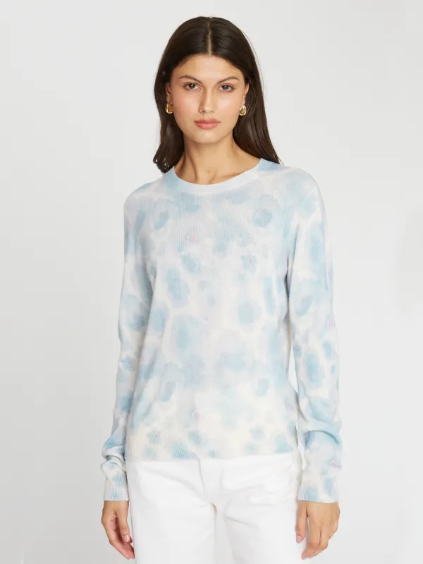 Watercolor Floral Print Crew in Heather sold by Autumn Cashmere