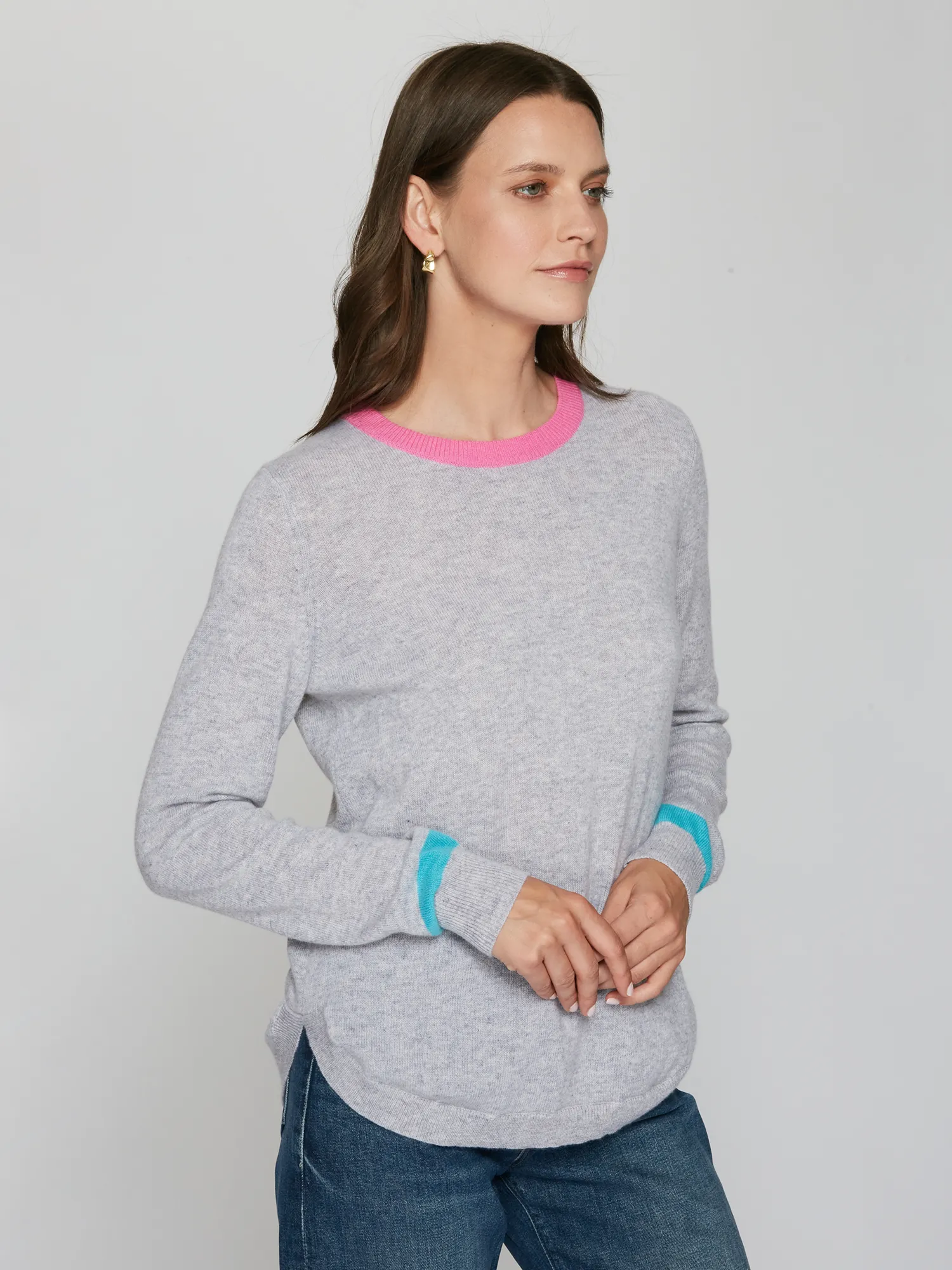 Shirttail Crew W/ Pop Colors in Cinderblock sold by Autumn Cashmere product image thumbnail 3