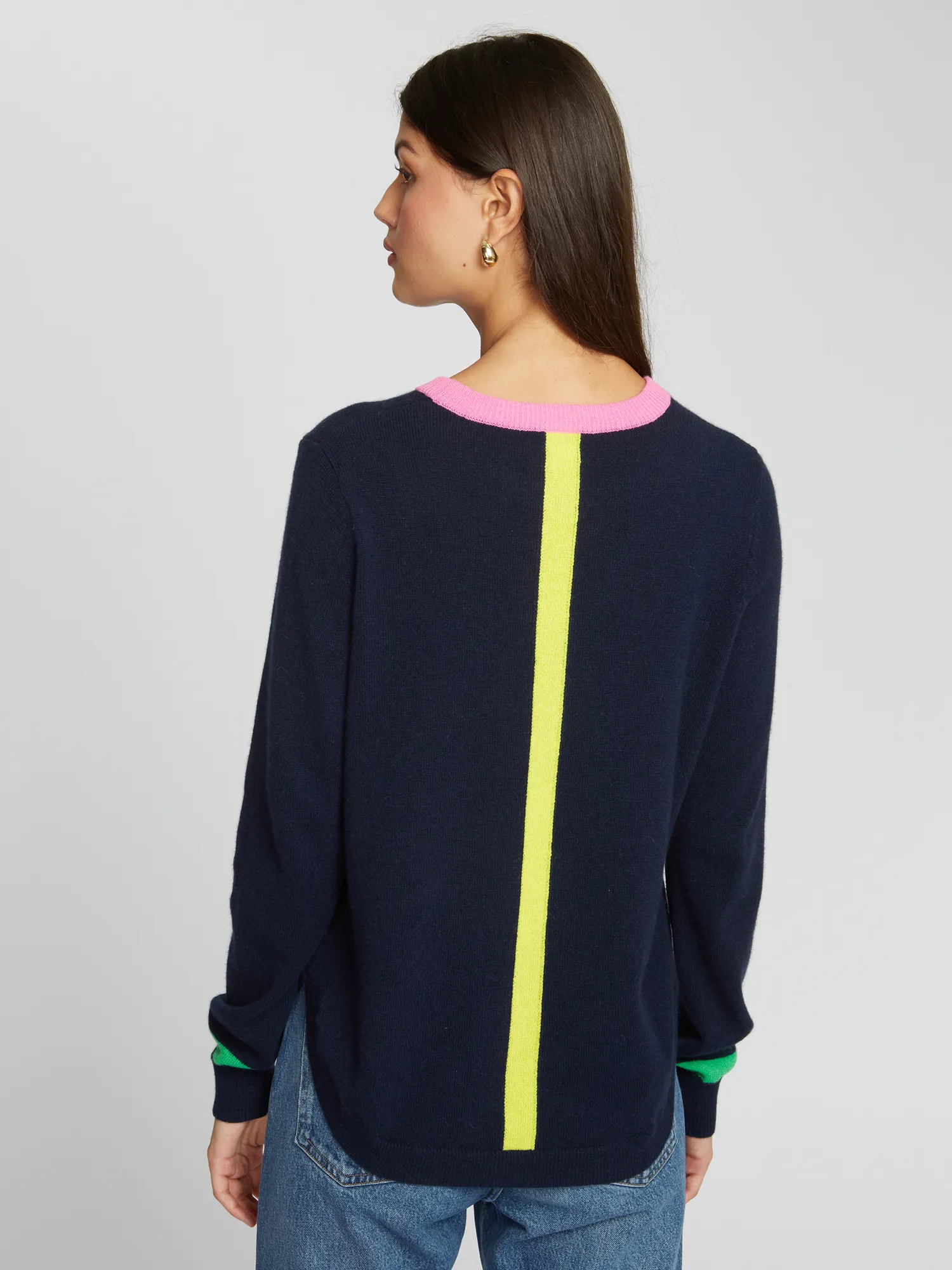 Shirttail Crew W/ Pop Colors in Navy sold by Autumn Cashmere product image thumbnail 4