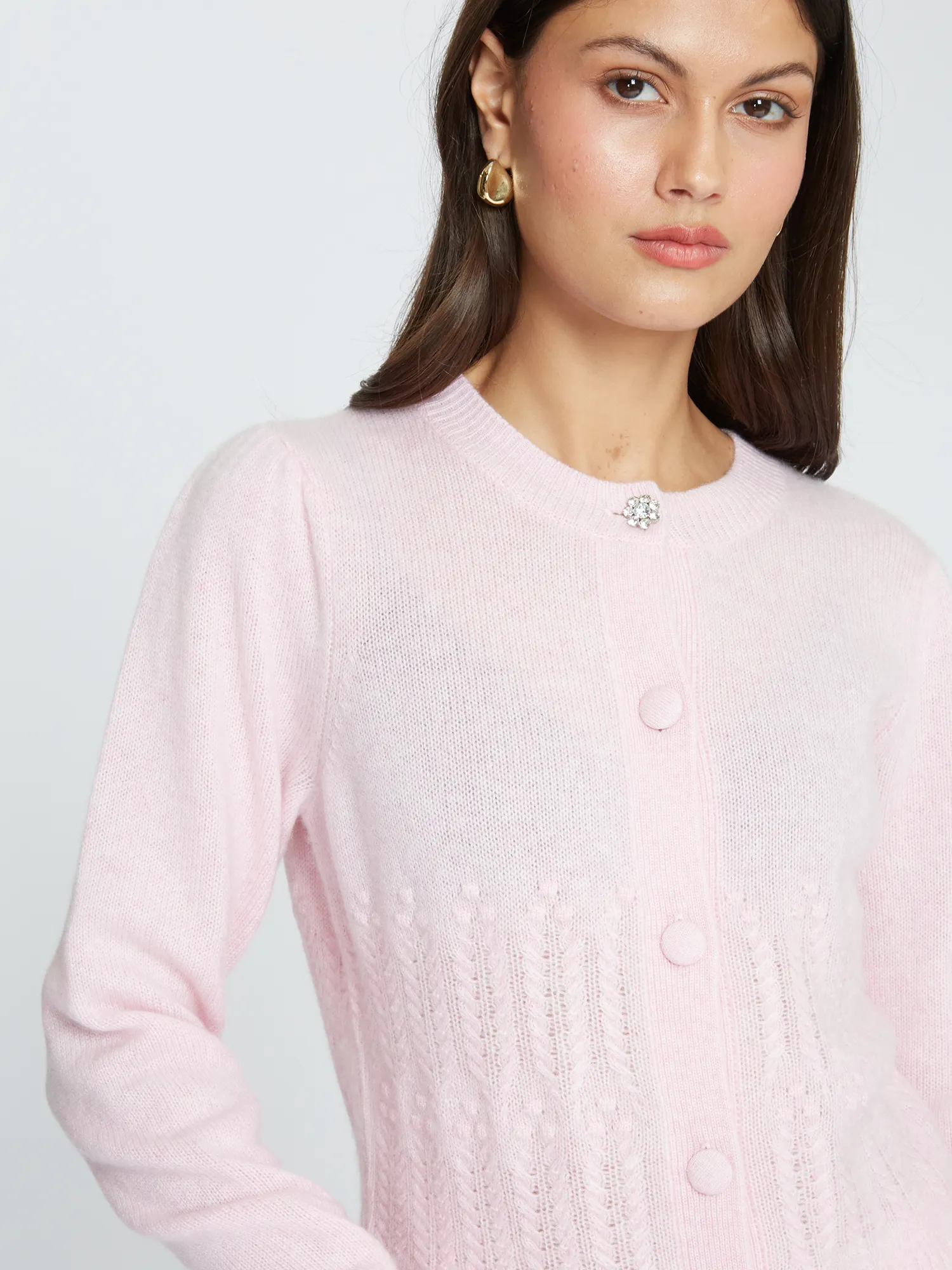 Puff Sleeve Popcorn Stitch Cardigan in Cotton Candy sold by Autumn Cashmere product image thumbnail 4