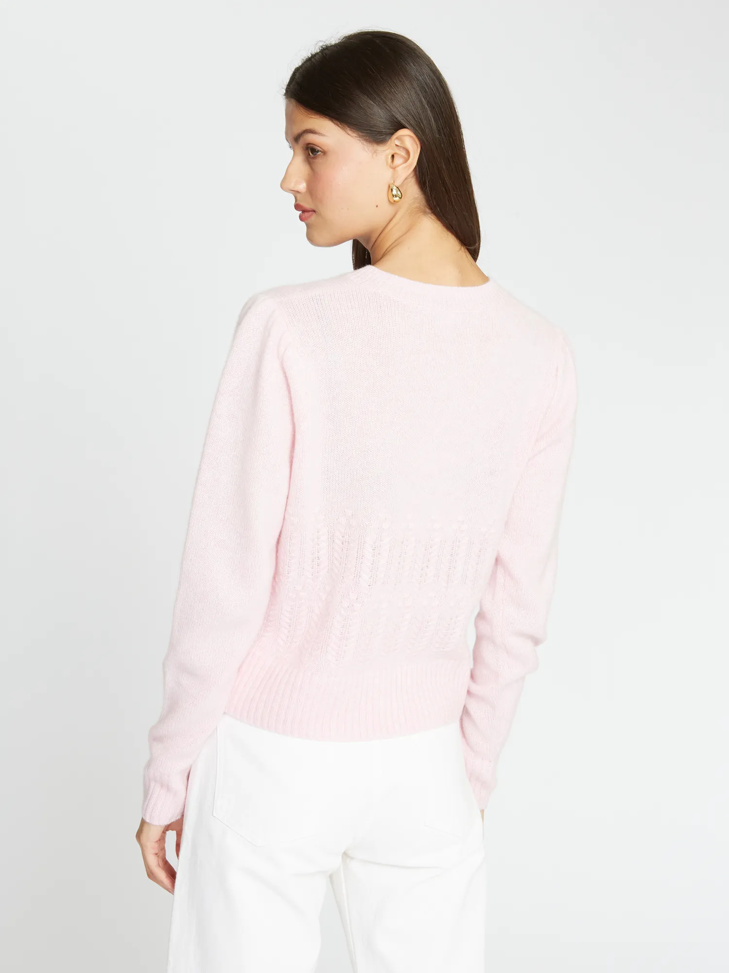 Puff Sleeve Popcorn Stitch Cardigan in Cotton Candy sold by Autumn Cashmere product image thumbnail 5