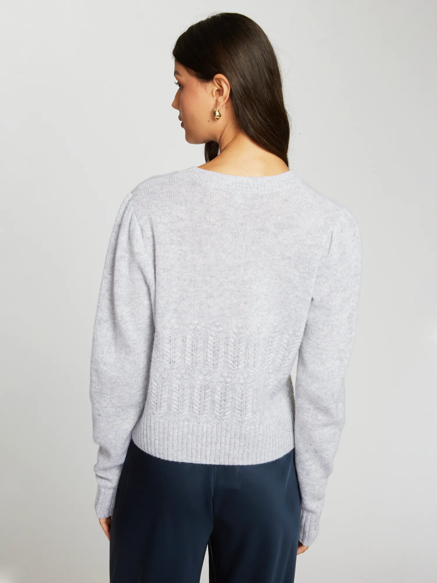 Puff Sleeve Popcorn Stitch Cardigan in Cinderblock sold by Autumn Cashmere product image thumbnail 5