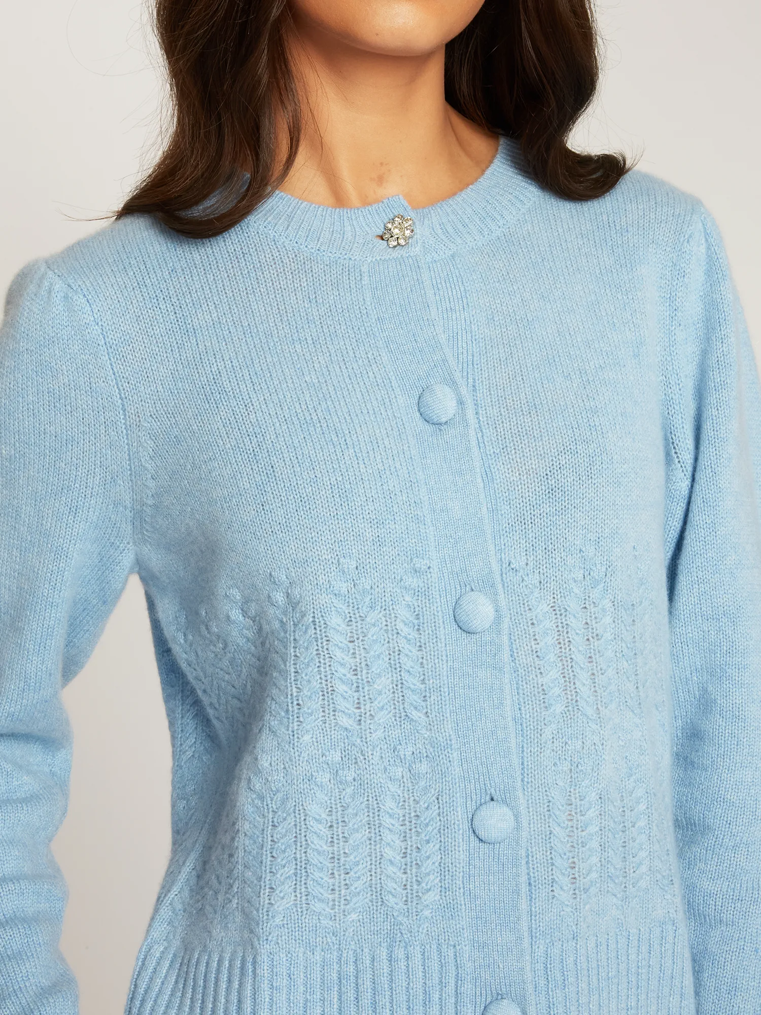 Puff Sleeve Popcorn Stitch Cardigan in Heather sold by Autumn Cashmere product image thumbnail 3