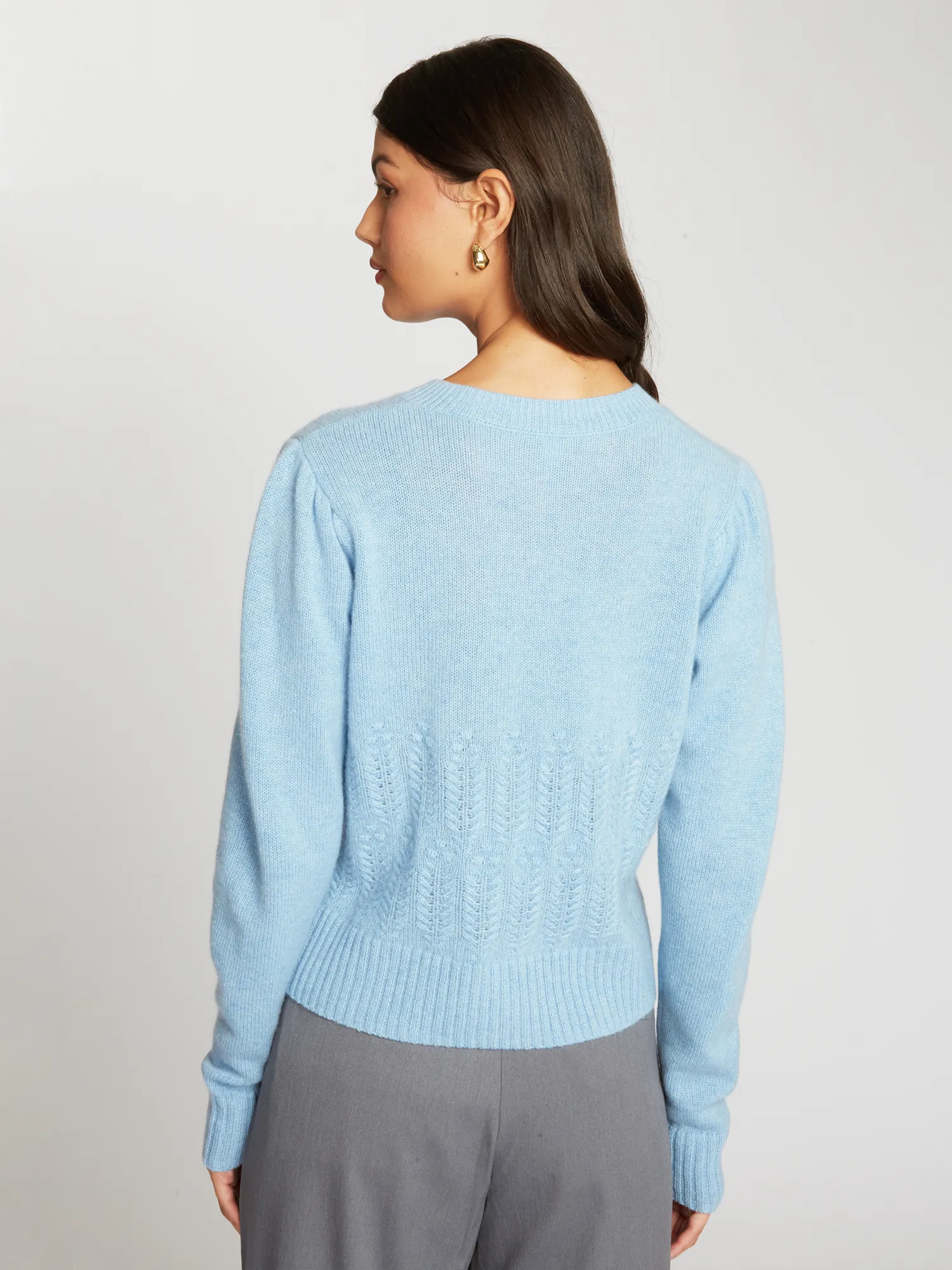 Puff Sleeve Popcorn Stitch Cardigan in Heather sold by Autumn Cashmere product image thumbnail 5
