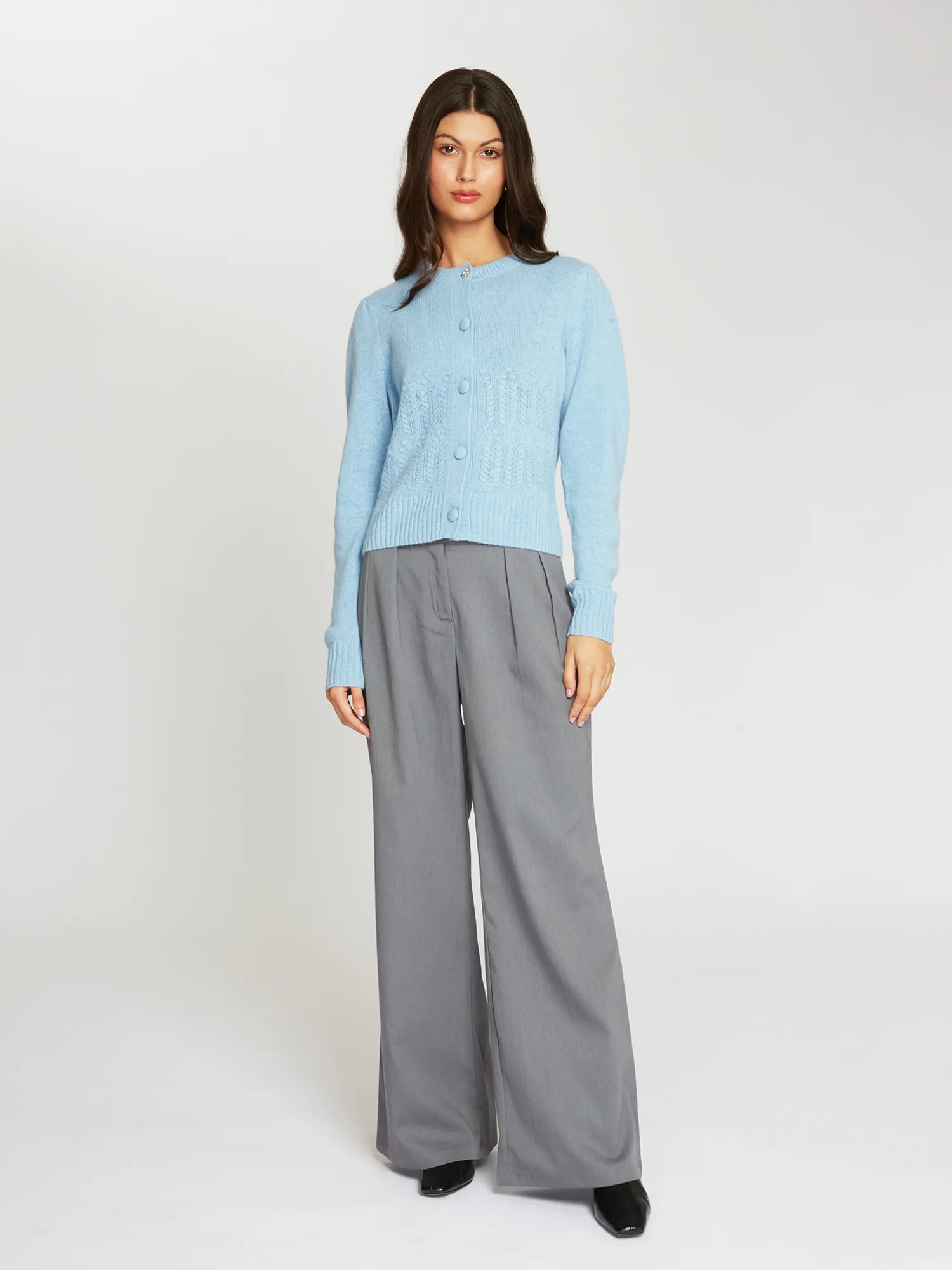 Puff Sleeve Popcorn Stitch Cardigan in Heather sold by Autumn Cashmere product image thumbnail 2