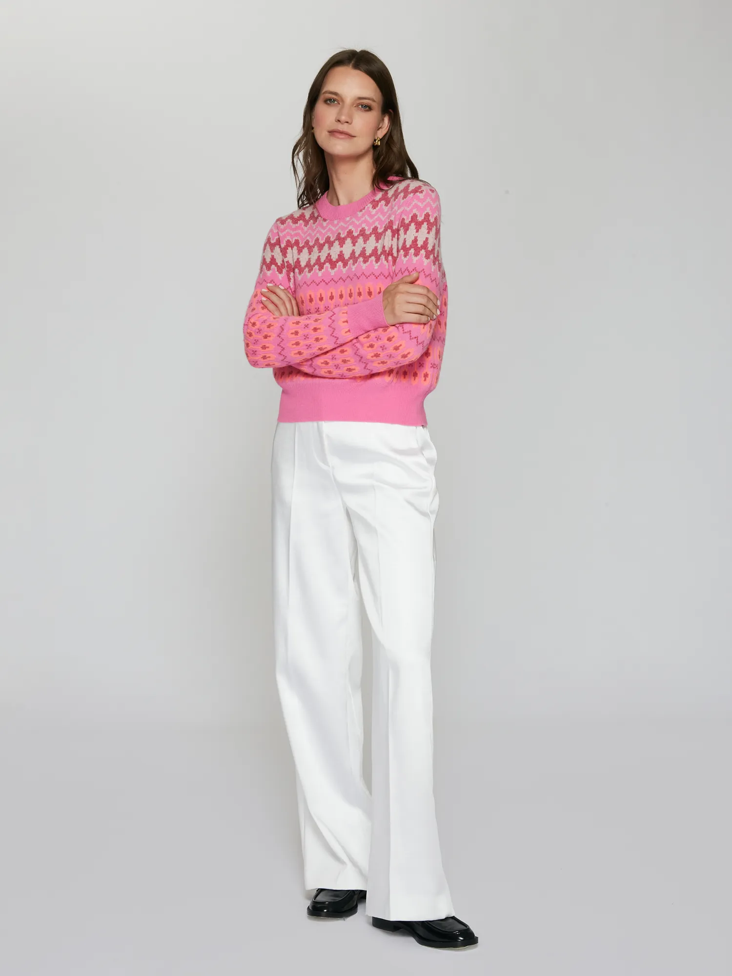 Fair Isle Crew in Pink sold by Autumn Cashmere product image thumbnail 2