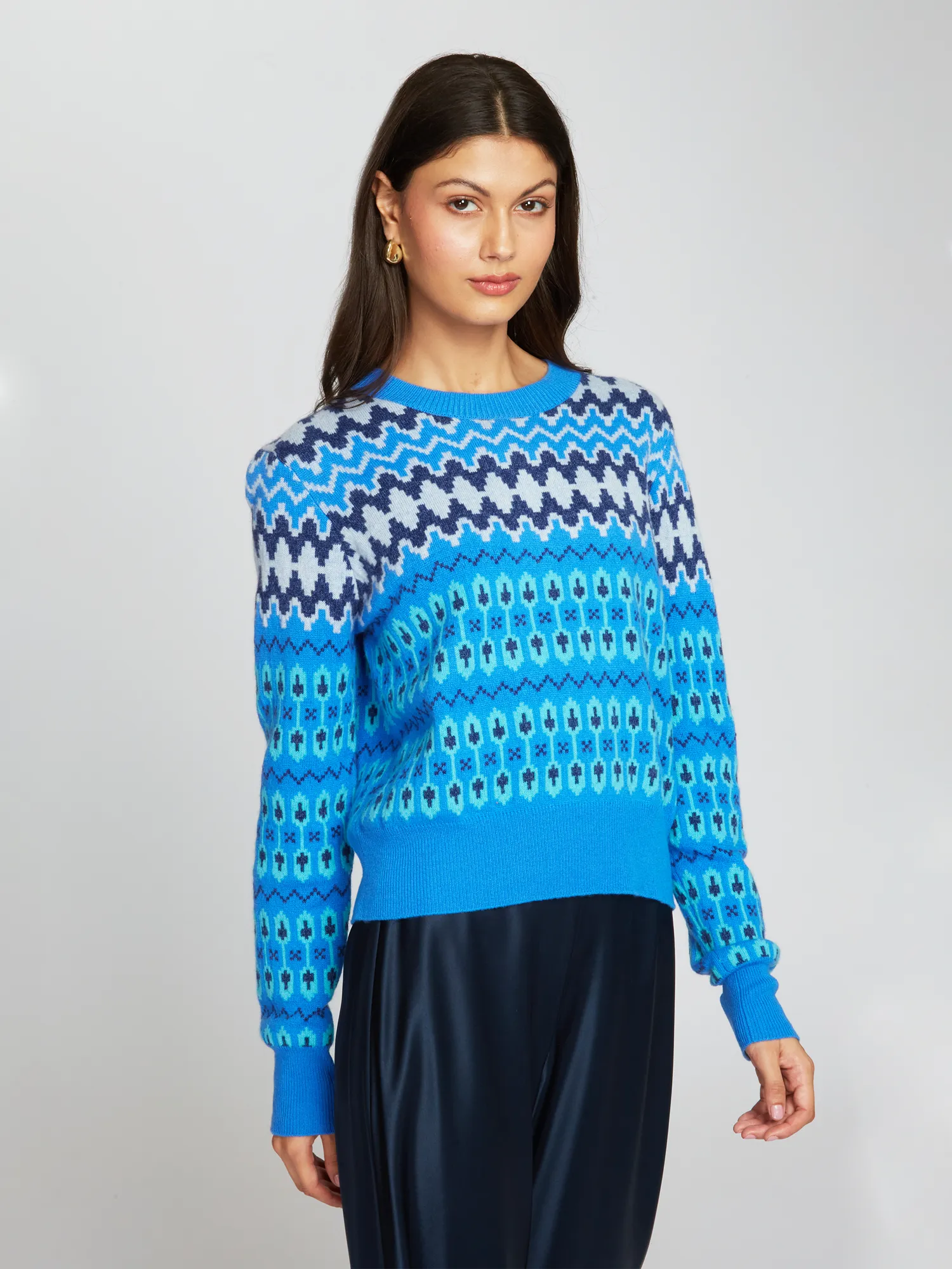 Fair Isle Crew in Blue sold by Autumn Cashmere product image thumbnail 3