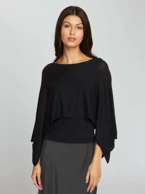 Layered Capelet Top in Black sold by Autumn Cashmere