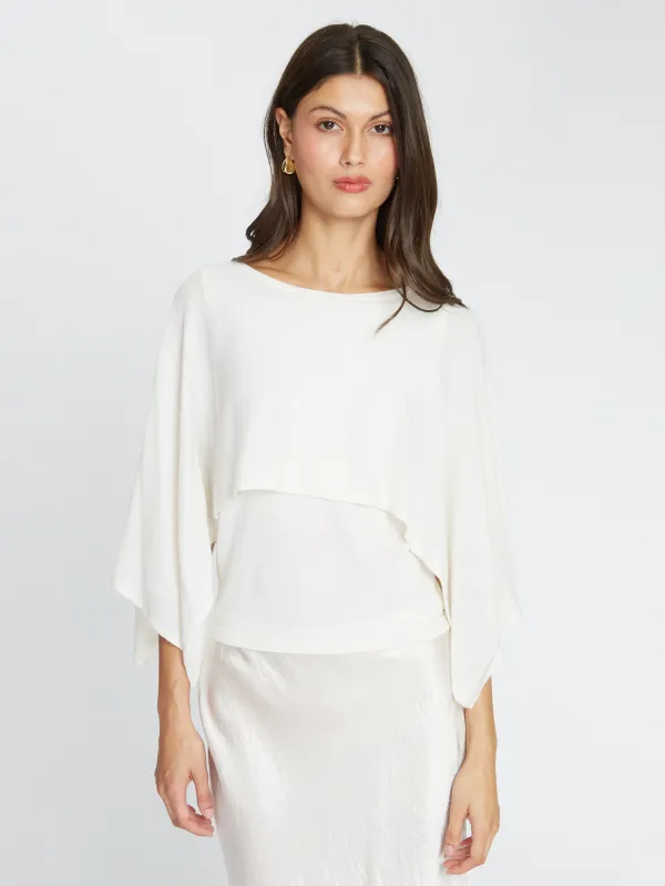 Layered Capelet Top in Pearl sold by Autumn Cashmere