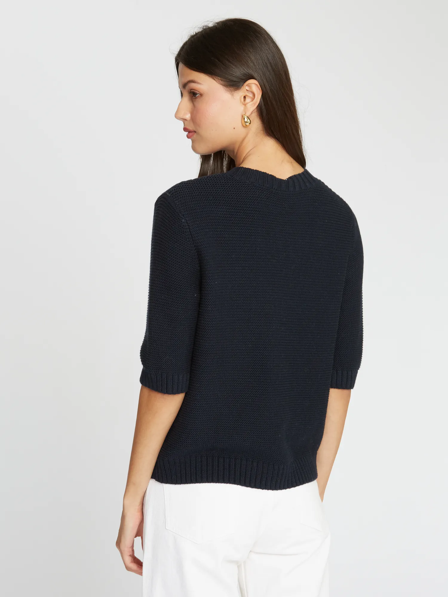 Button Front Elbow Sleeve Jacket W/ Pockets in Navy sold by Autumn Cashmere product image thumbnail 5