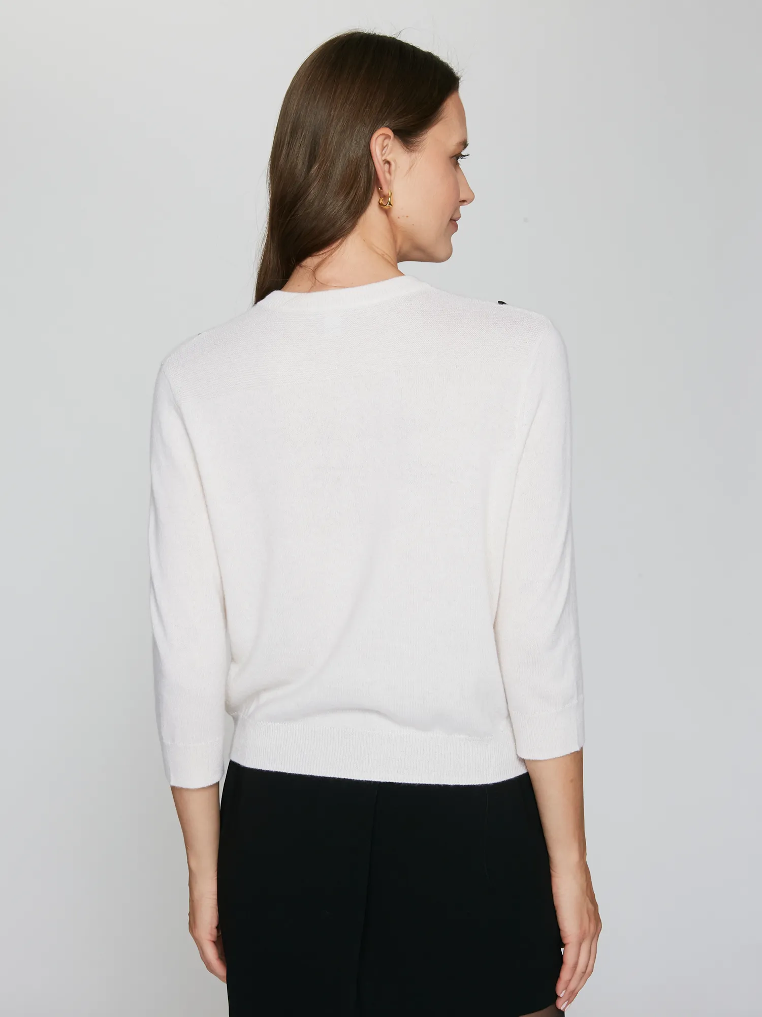 Cardigan W/ Black Ribbon in Chalk sold by Autumn Cashmere product image thumbnail 4