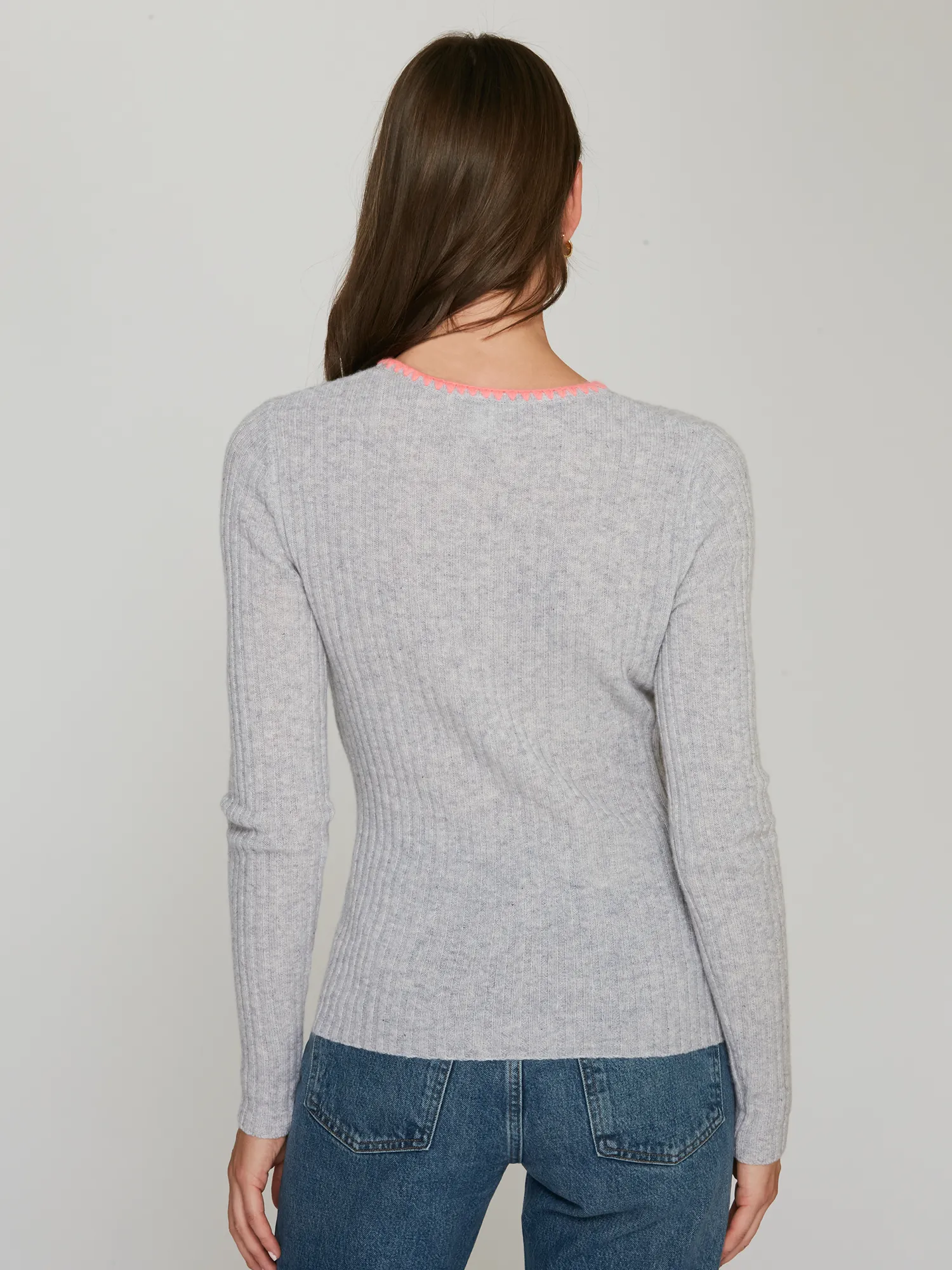 Rib Crew W/ Blanket Stitch Neckline in Cinderblock/Plexiglass sold by Autumn Cashmere product image thumbnail 4