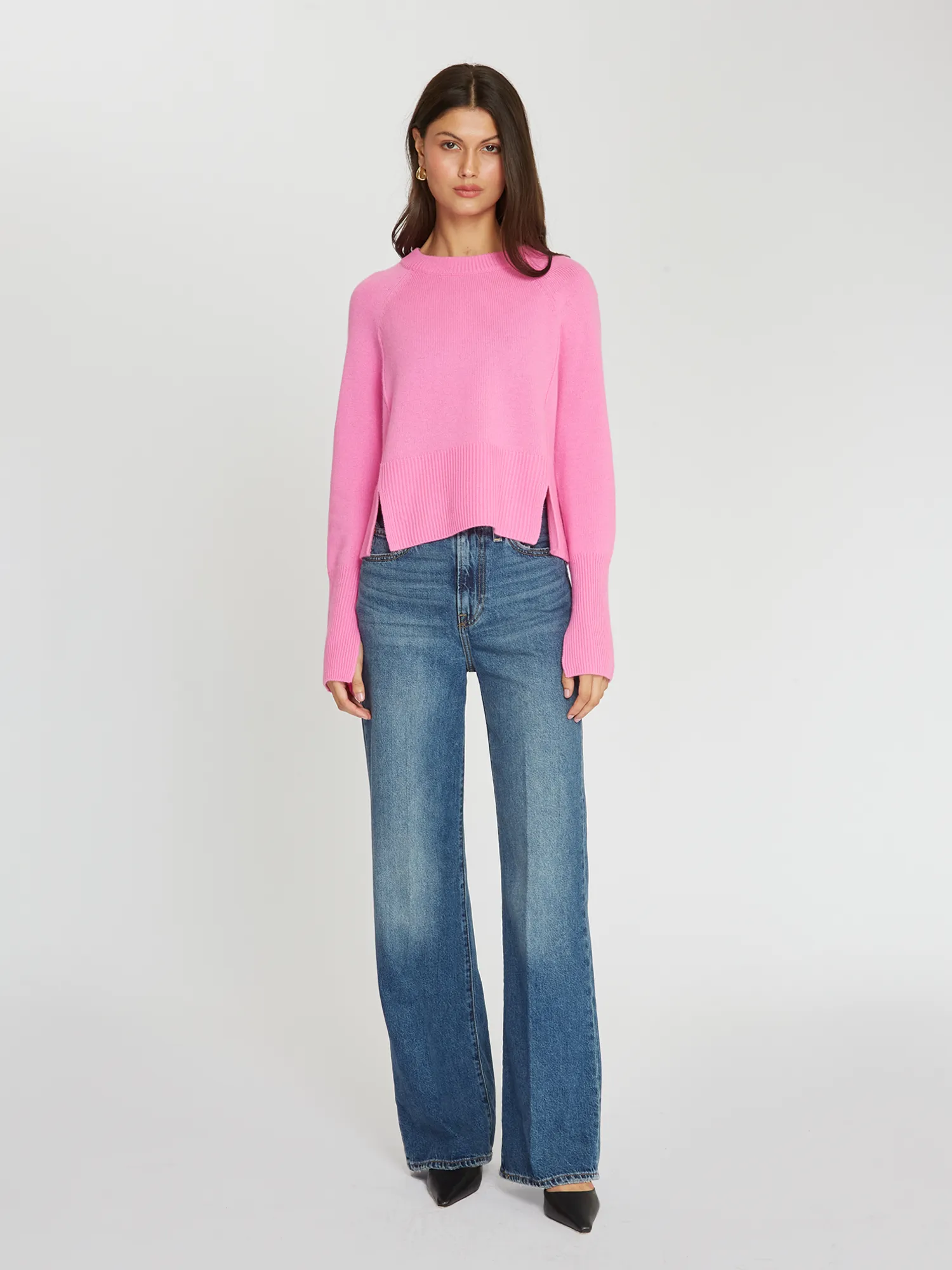 Raglan Crew W/ Side Slits in Raspberry sold by Autumn Cashmere product image thumbnail 2