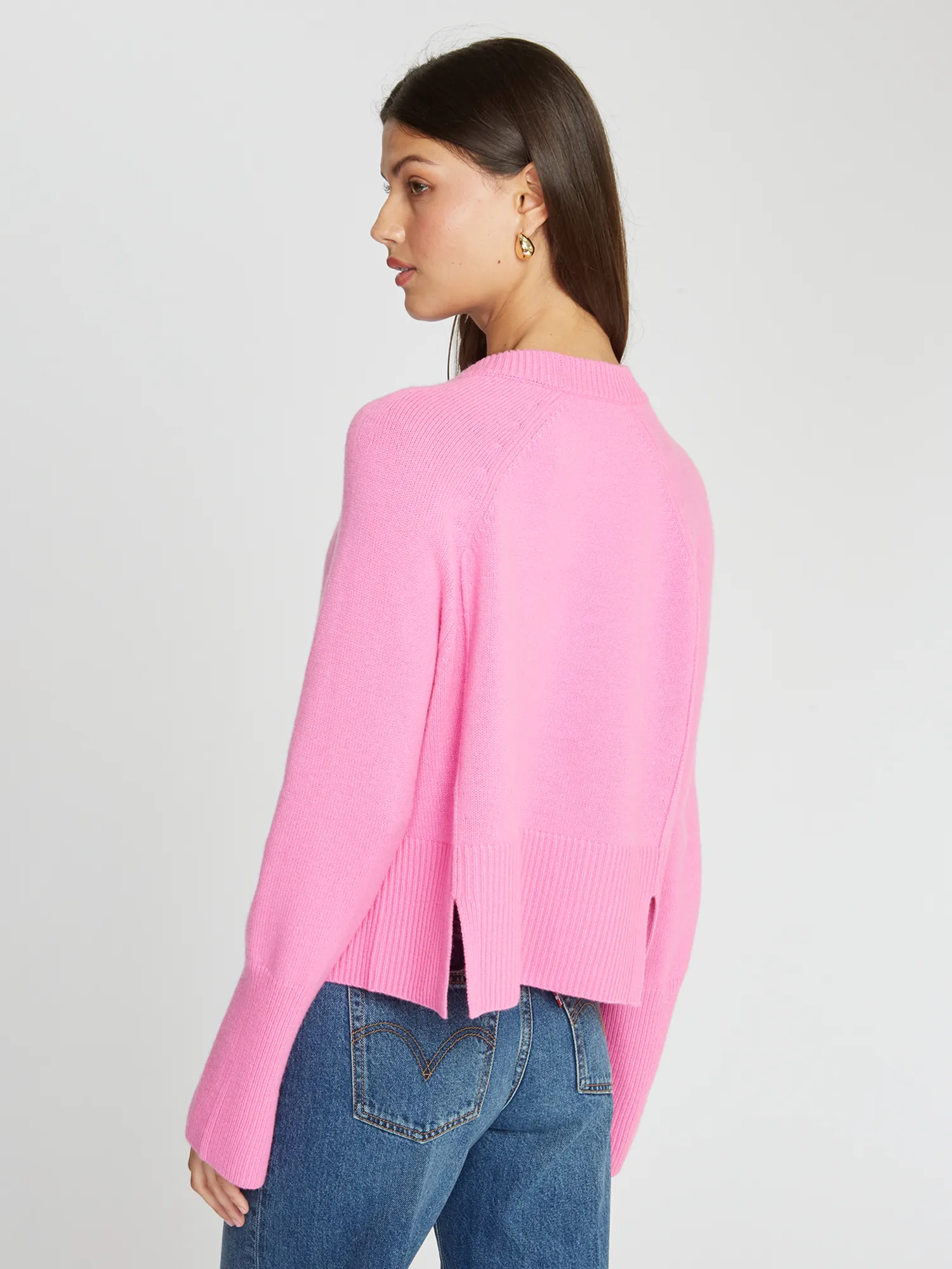 Raglan Crew W/ Side Slits in Raspberry sold by Autumn Cashmere product image thumbnail 5