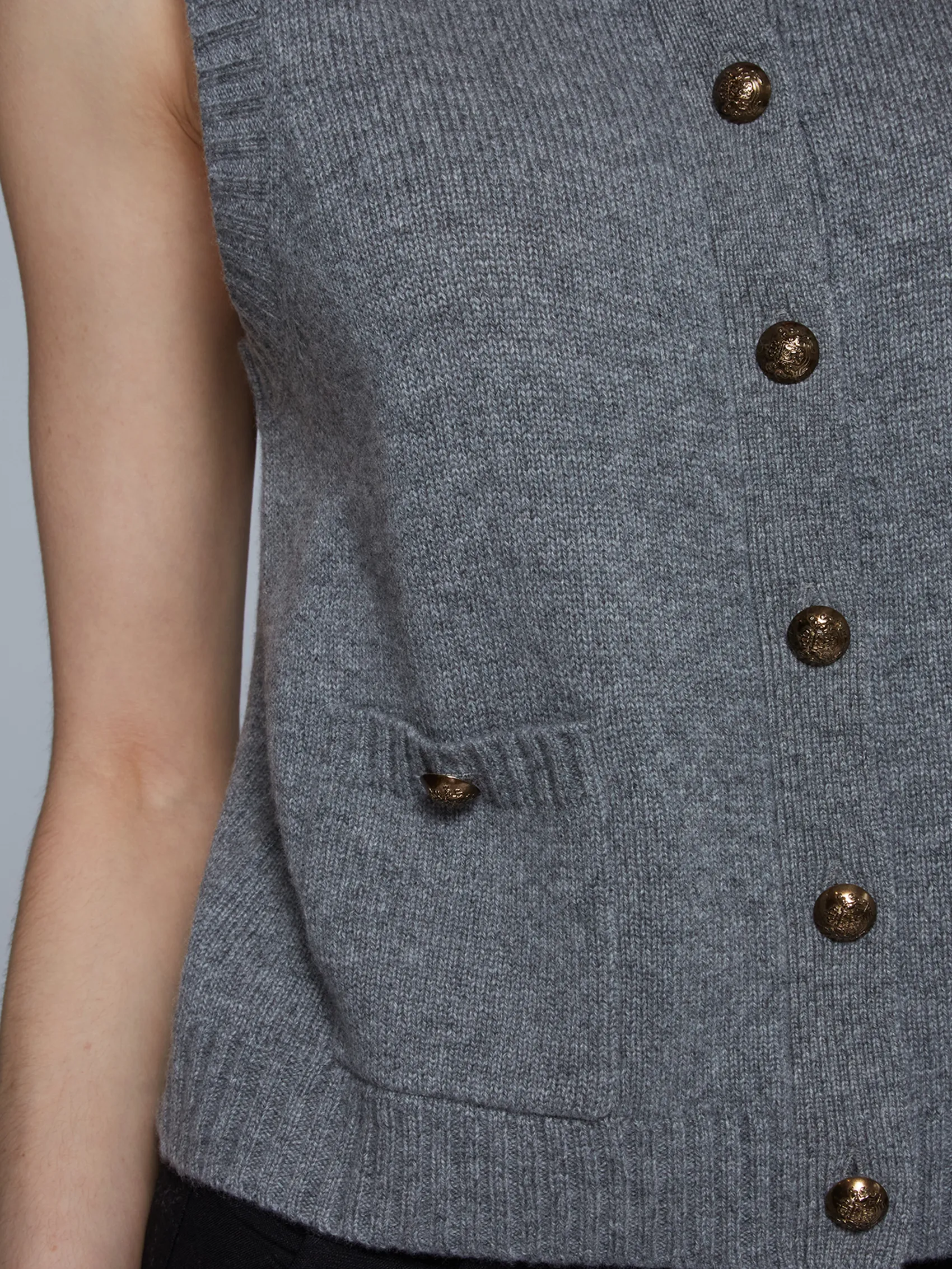 Button Front Vest w/ Pockets in Cement sold by Autumn Cashmere product image thumbnail 5