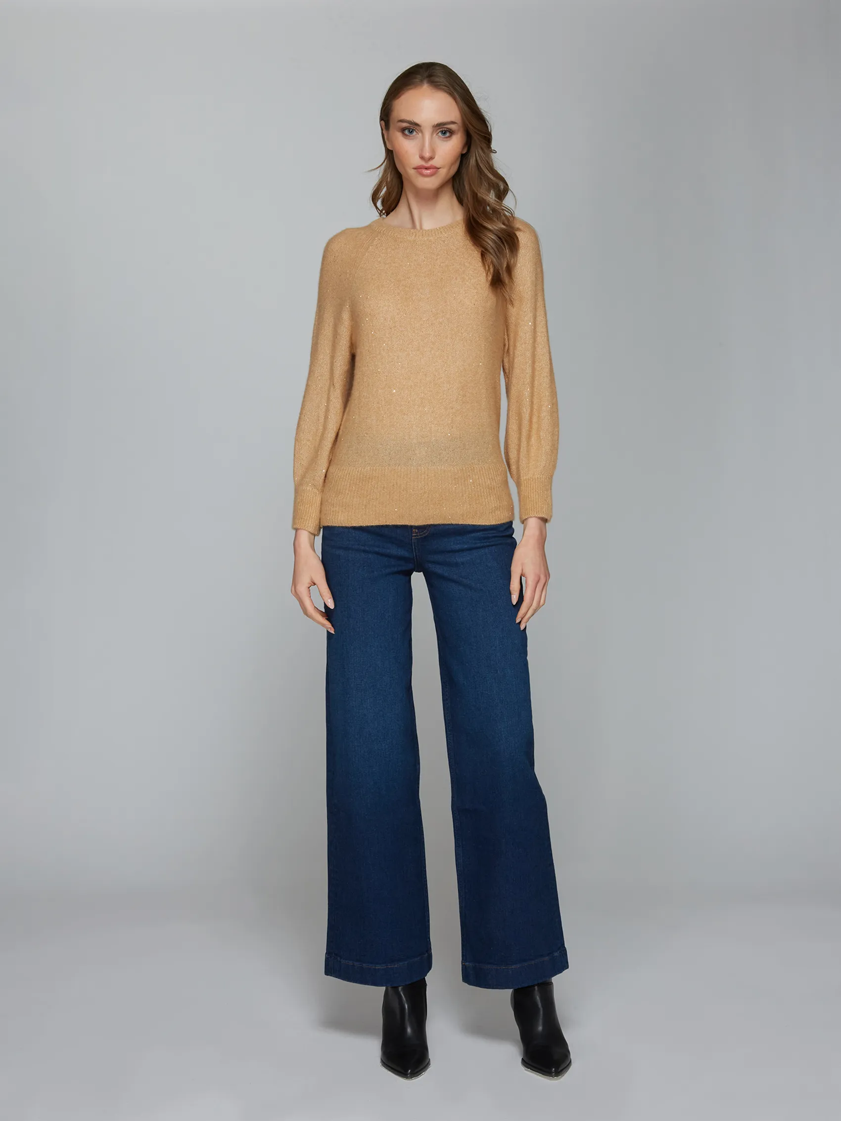 Sequin Blouson Sleeve Raglan Crew in Buckskin sold by Autumn Cashmere product image thumbnail 2