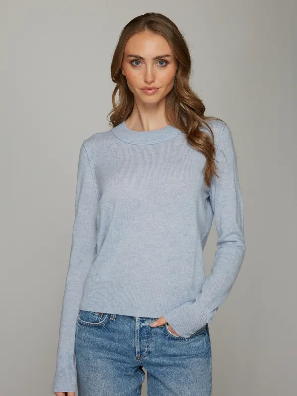 Crew W/ Reversed Seams in Meadow sold by Autumn Cashmere
