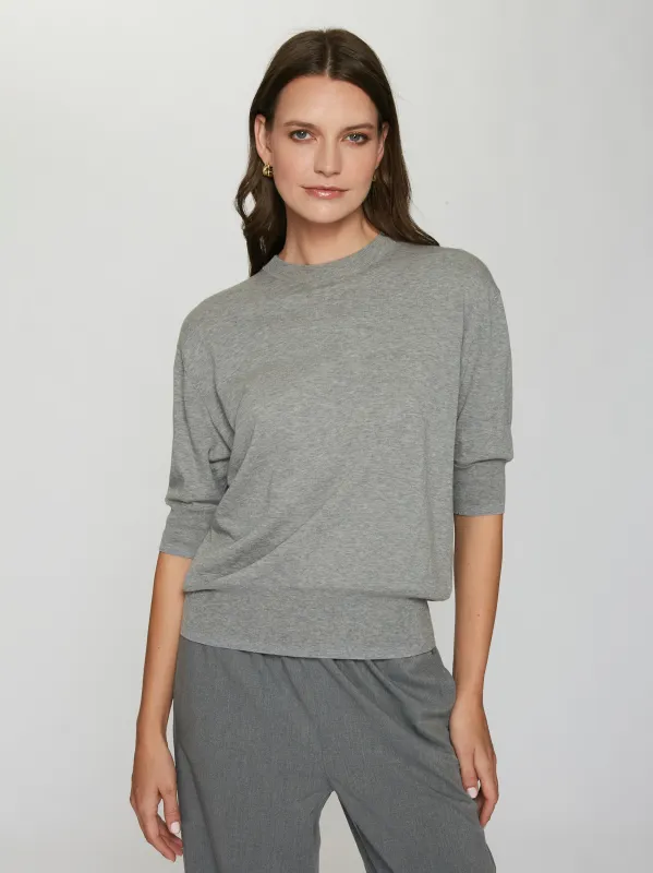 Elbow Sleeve Relaxed Crew in Piper sold by Autumn Cashmere