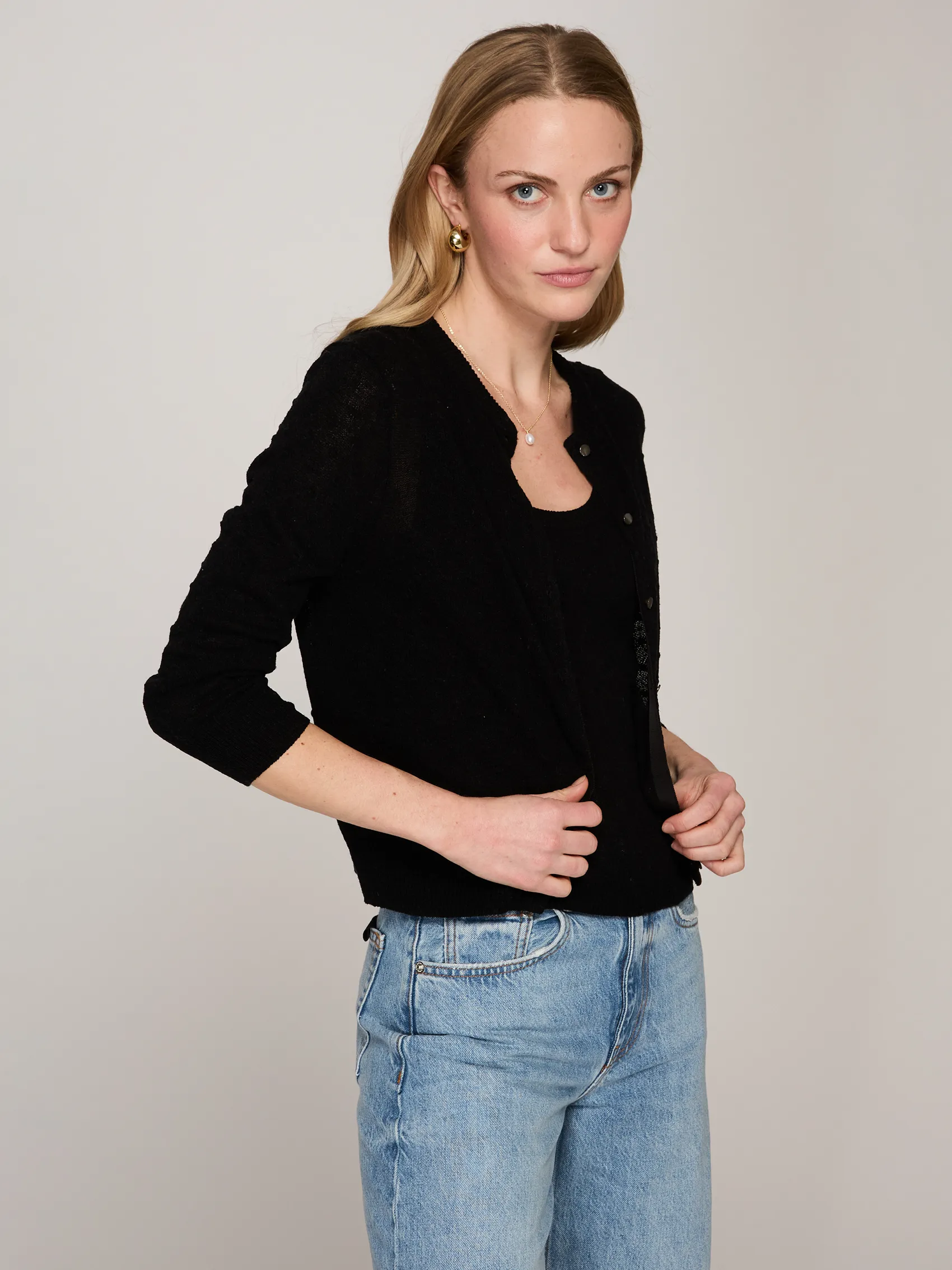 Sheer Dot Cardigan in Black sold by Autumn Cashmere product image thumbnail 3