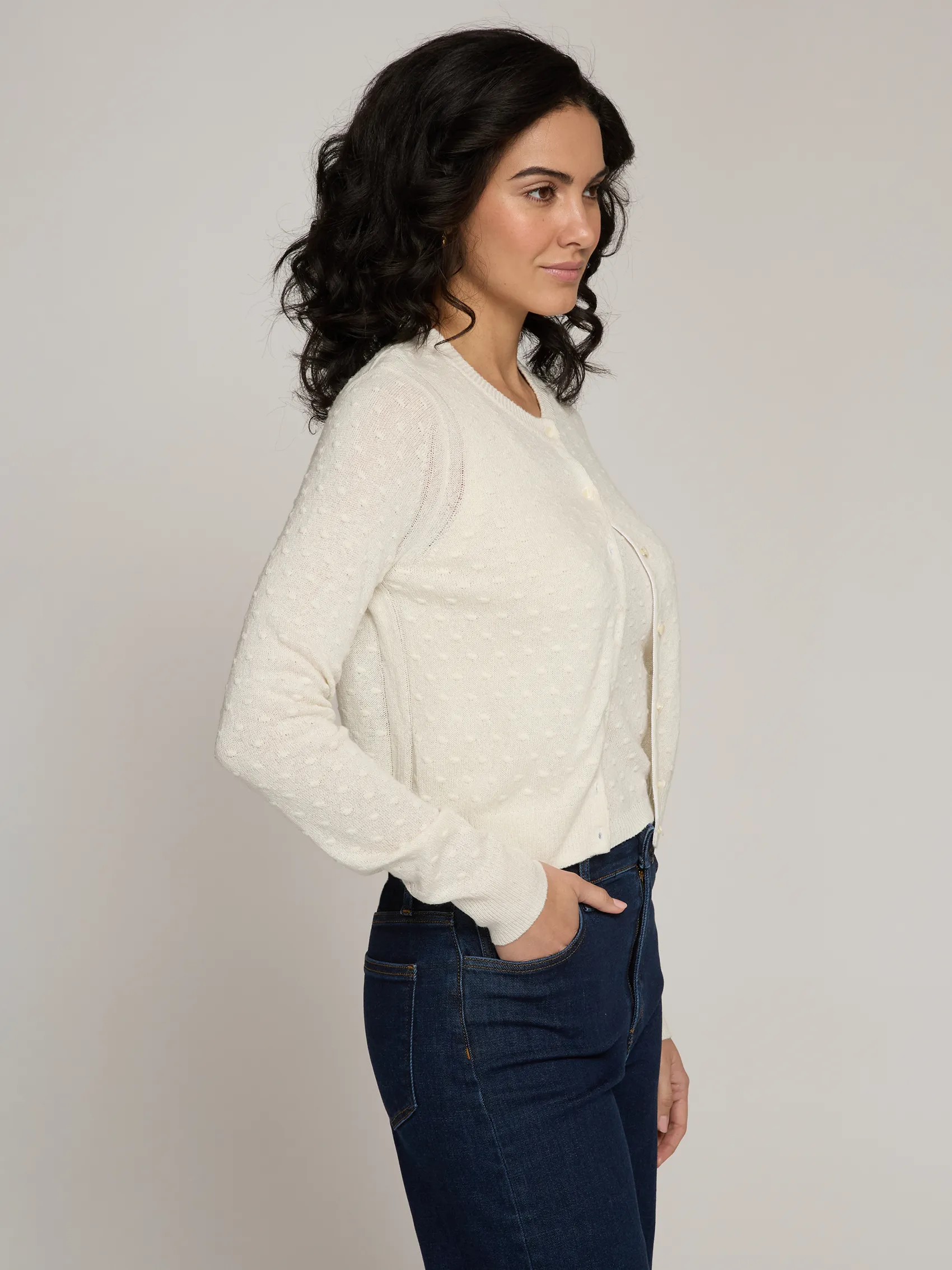 Sheer Dot Cardigan in Muslin sold by Autumn Cashmere product image thumbnail 3