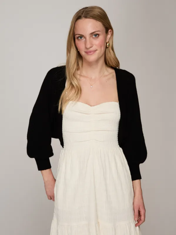 Loose Gauge Shrug in Black made by Autumn Cashmere