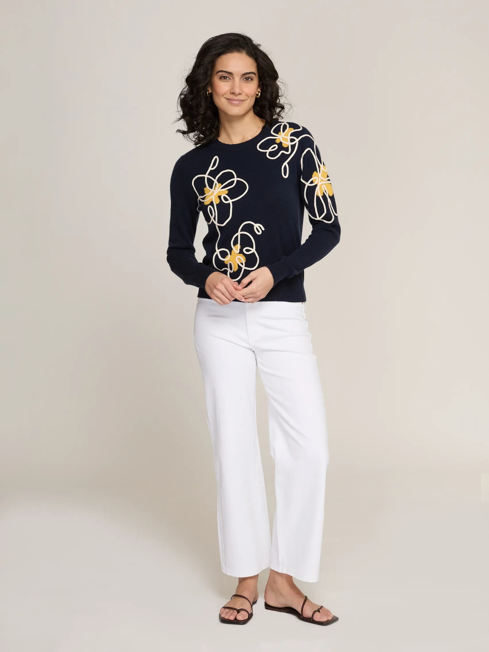 Floral Applique Crew in Navy Combo sold by Autumn Cashmere product image thumbnail 2
