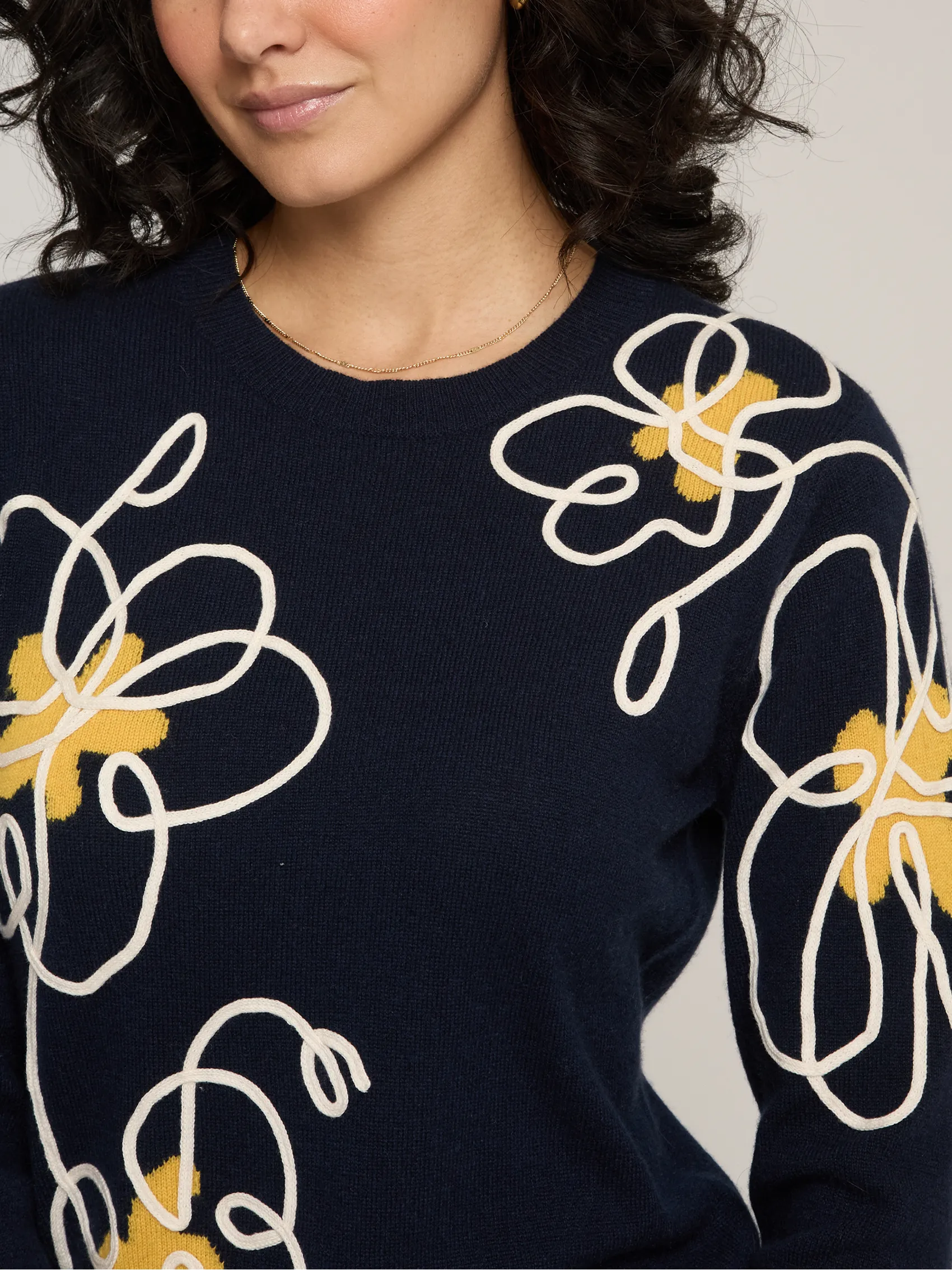 Floral Applique Crew in Navy Combo sold by Autumn Cashmere product image thumbnail 5