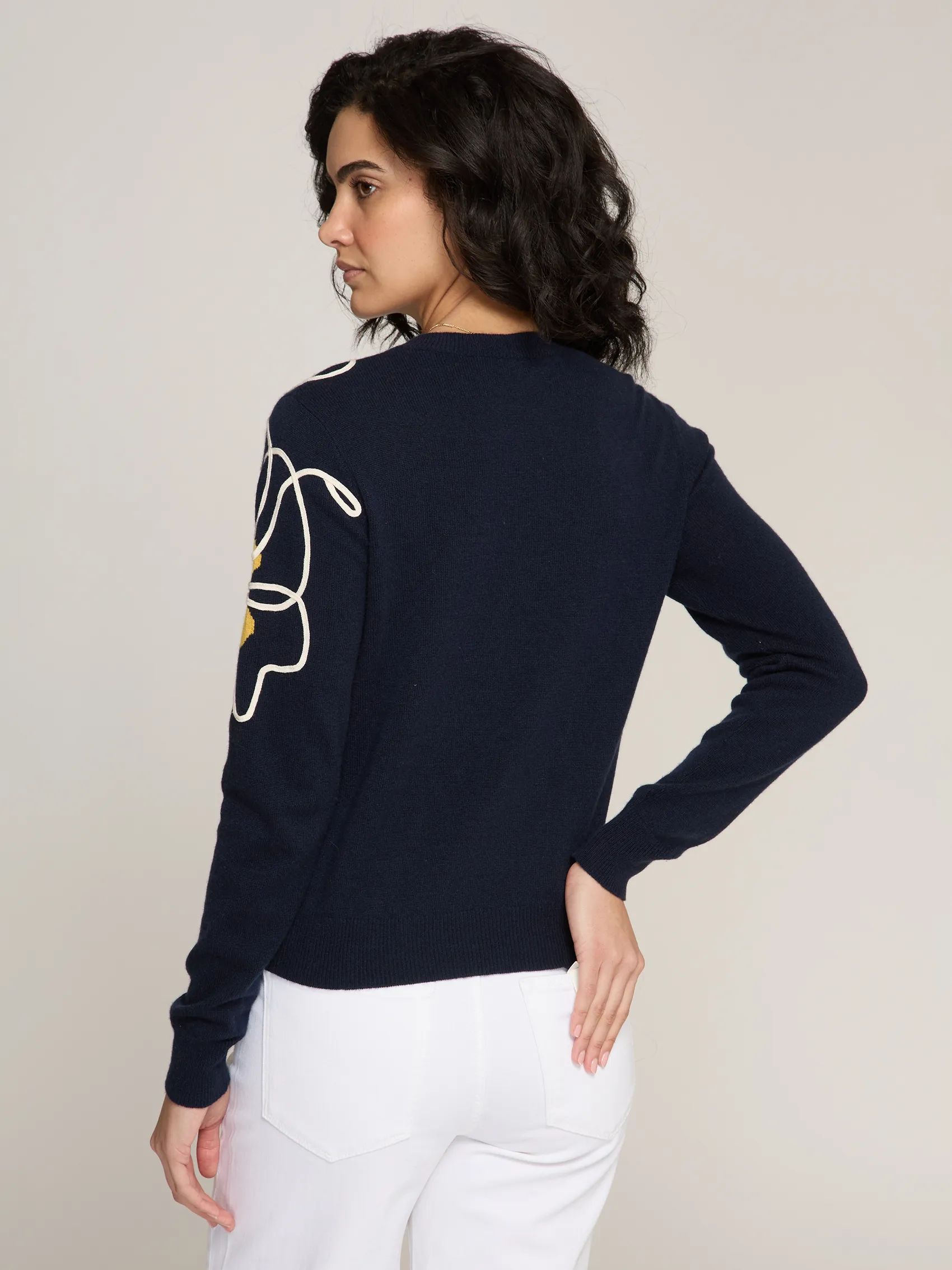 Floral Applique Crew in Navy Combo sold by Autumn Cashmere product image thumbnail 4