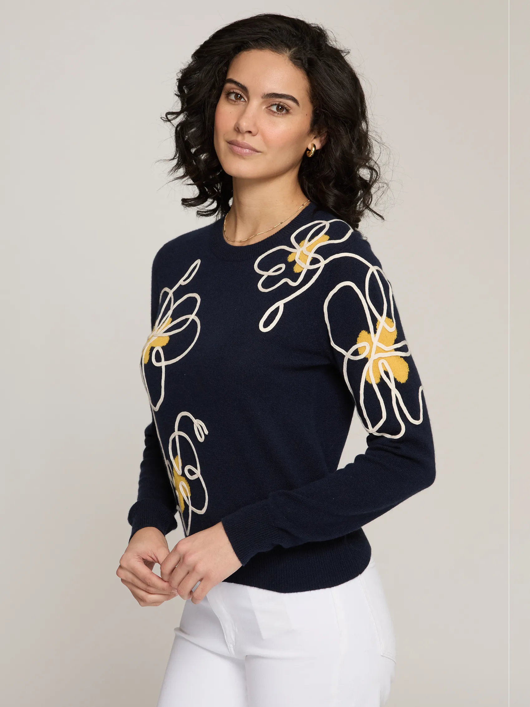 Floral Applique Crew in Navy Combo sold by Autumn Cashmere product image thumbnail 3